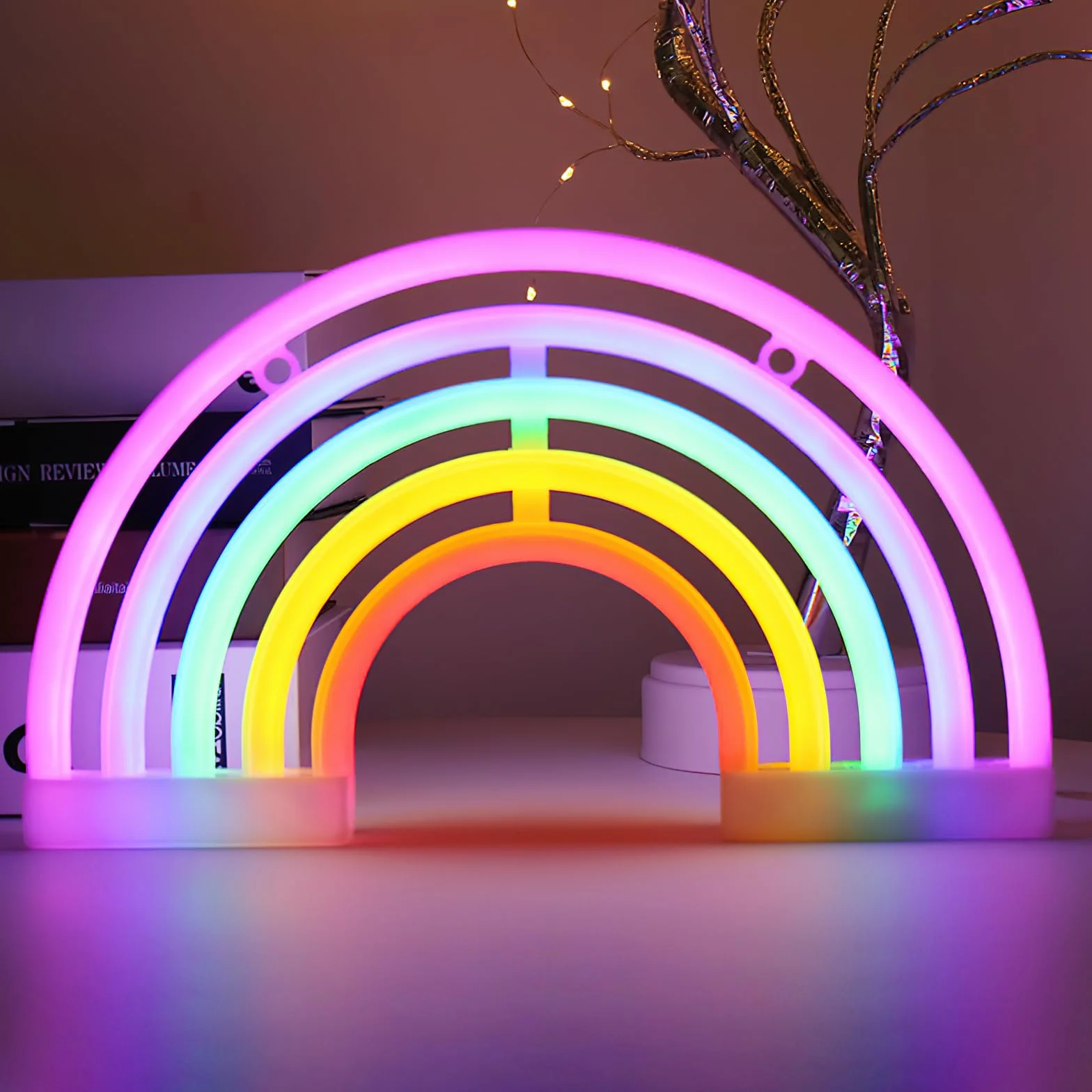 Tęczowa dekoracja LED neonowa lampka sygnalizacyjna, neonowe światło, urocza tęczowa neonowa lampka, dekoracja do sypialni, pokoju dziecięcego, na Boże Narodzenie