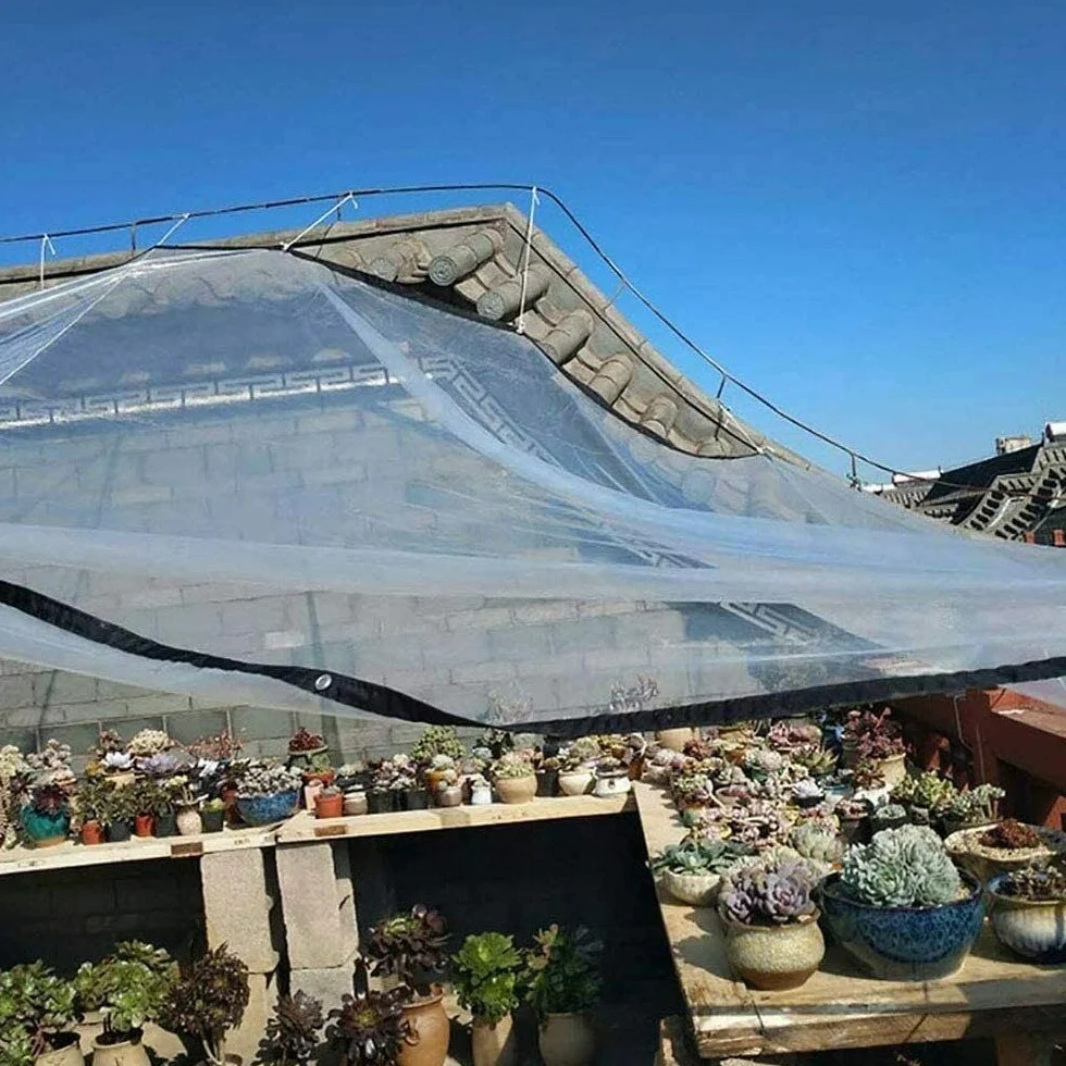 Wodoszczelna, przezroczysta plandeka z oczkami, folia budowlana, ochrona przed deszczem/wiatrem, wielofunkcyjna, na balkon, do szklarni z roślinami, ogrodu, w zestawie napinacz plandeki 3 x 4 m