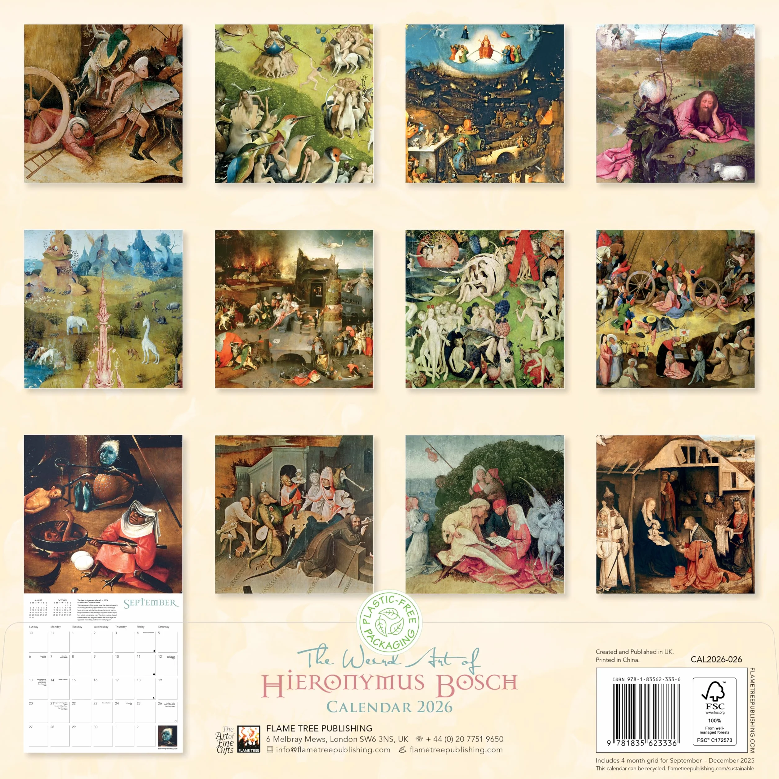 The Weird Art of Hieronymus Bosch Wall Calendar 2026 (Art Calendar)