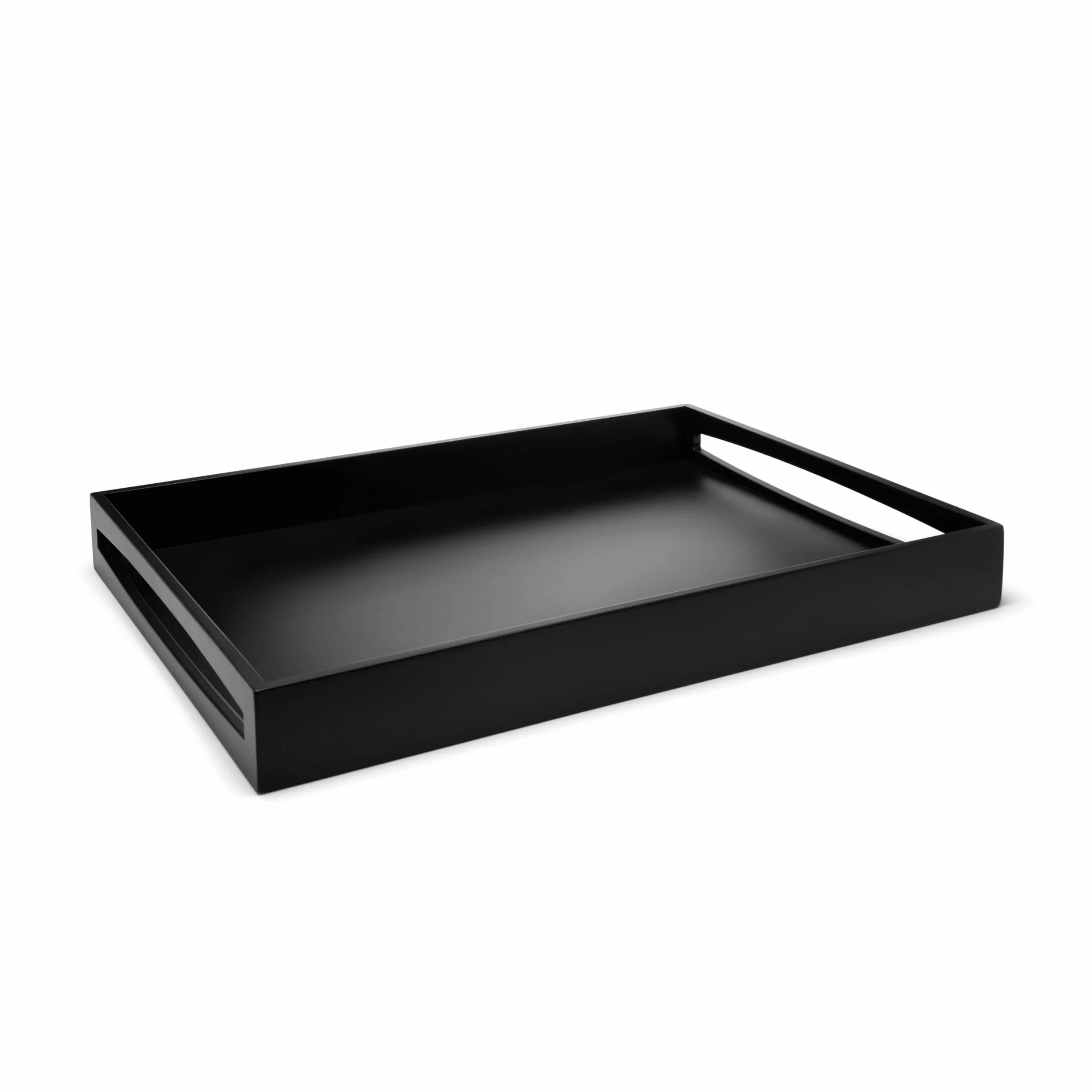 Duża prostokątna drewniana taca do serwowania 55 x 40 cm z wysokim brzegiem i 2 uchwytami