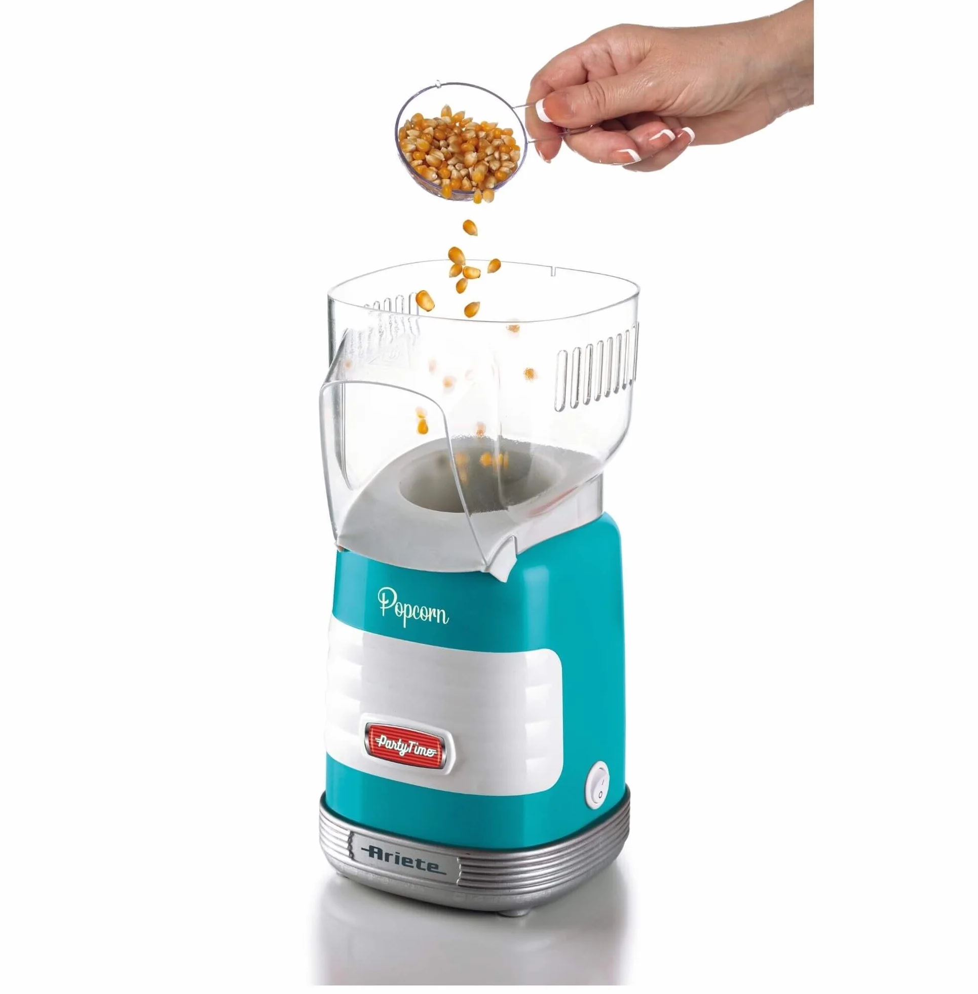 Ariete 2956 maszyna do popcornu, 1100 W, na 60 g kukurydzy, popcorn gotowy w 2 minuty, niebieski