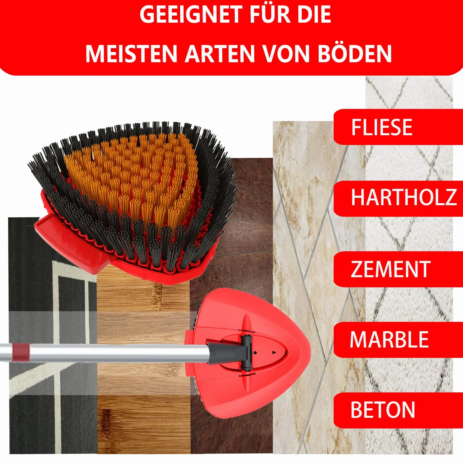 Spin mop do szorowania, zapasowa głowica, kompatybilna z Vileda Turbo mopem i szczotkami podłogowymi, trójkąt, szczotka do czyszczenia łazienki, kuchni, basenu, garażu, na taras