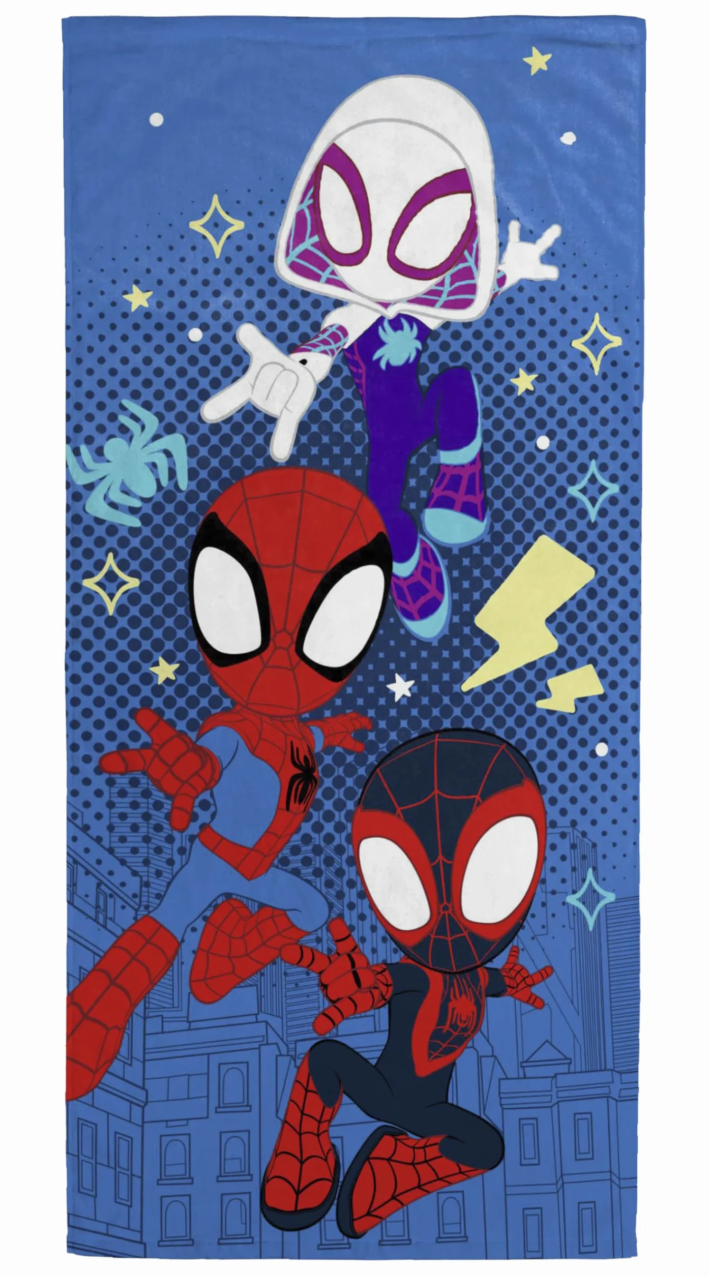 Jay Franco Kids Marvel Spidey & His Amazing Friends 100% bawełniany ręcznik plażowy – 71 x 147 cm, super miękki ręcznik kąpielowy, basenowy i podróżny, oficjalny produkt licencjonowany, niebieski