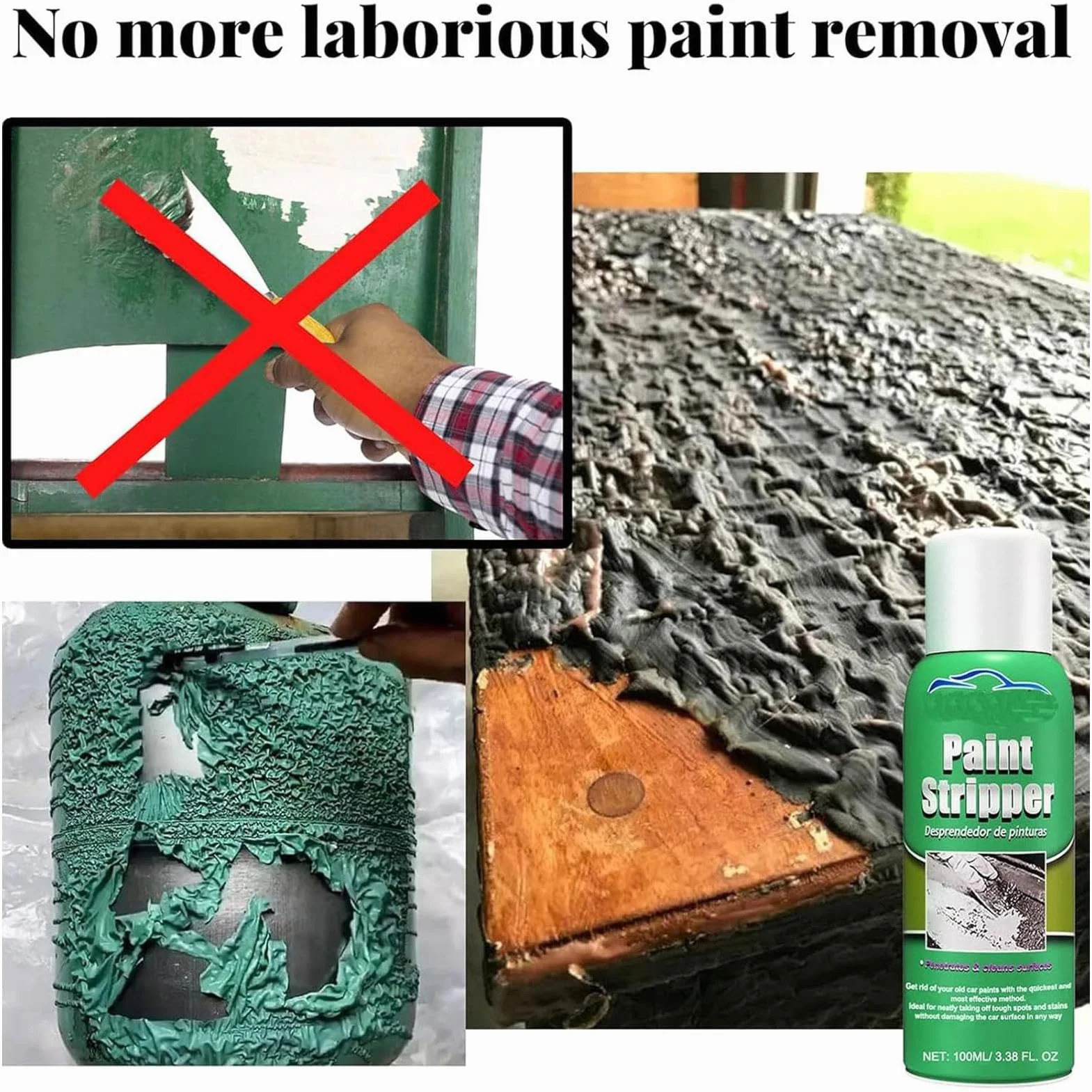 Środek Do Usuwania Farb Metal | 100 ml Usuwacz Lakierów Do Powierzchni Samochodowych | Uniwersalny Preparat Czyszczący Metalu Szkła Maszyn Mebli i Lakieru