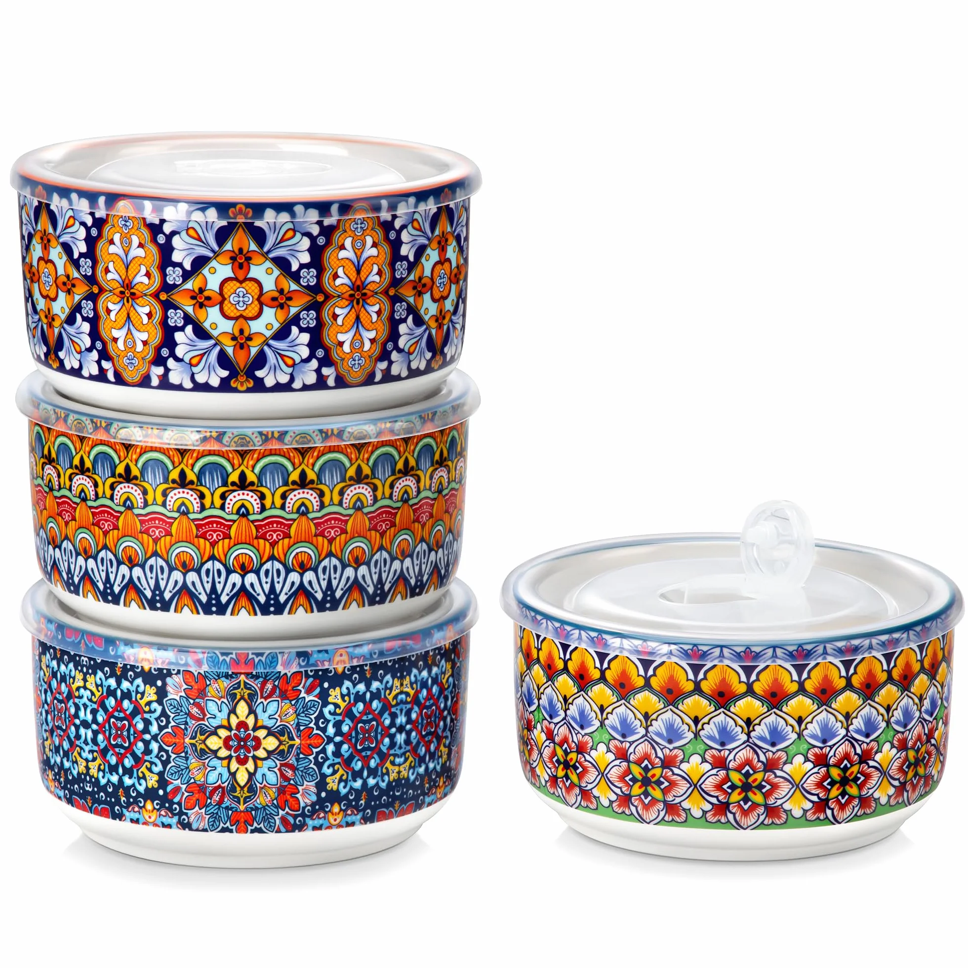 Vancasso Ceramiczne miski z pokrywkami zestaw 4 sztuk pojemniki do przechowywania żywności