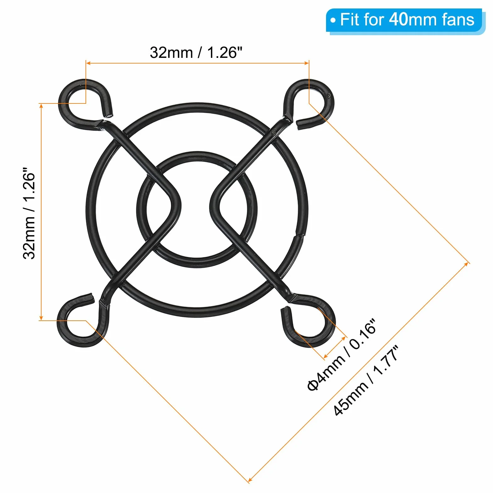 PATIKIL metalowy ochraniacz na grilla wentylatora 40 mm x 40 mm 4 sztuki czarny