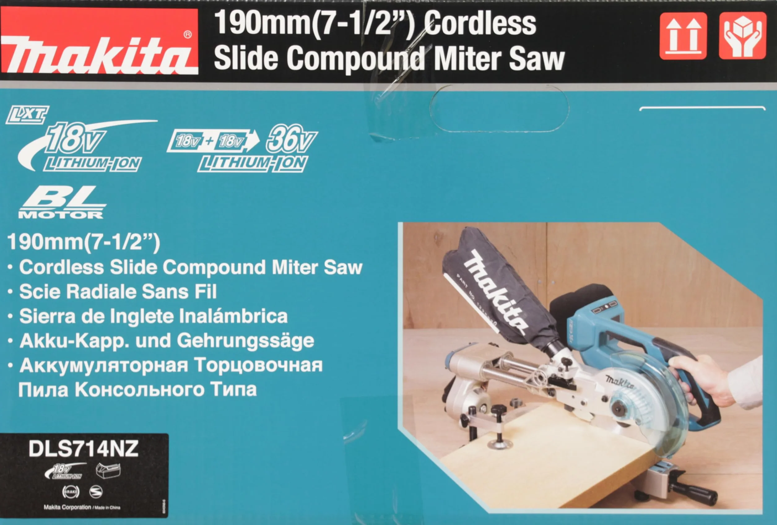 Makita DLS714NZ Twin 18V, 36V, Litowo-Jonowa LXT Bezszczotkowa Piła Ukośna 190 mm – Baterie i Ładowarka Nie Są Dołączone