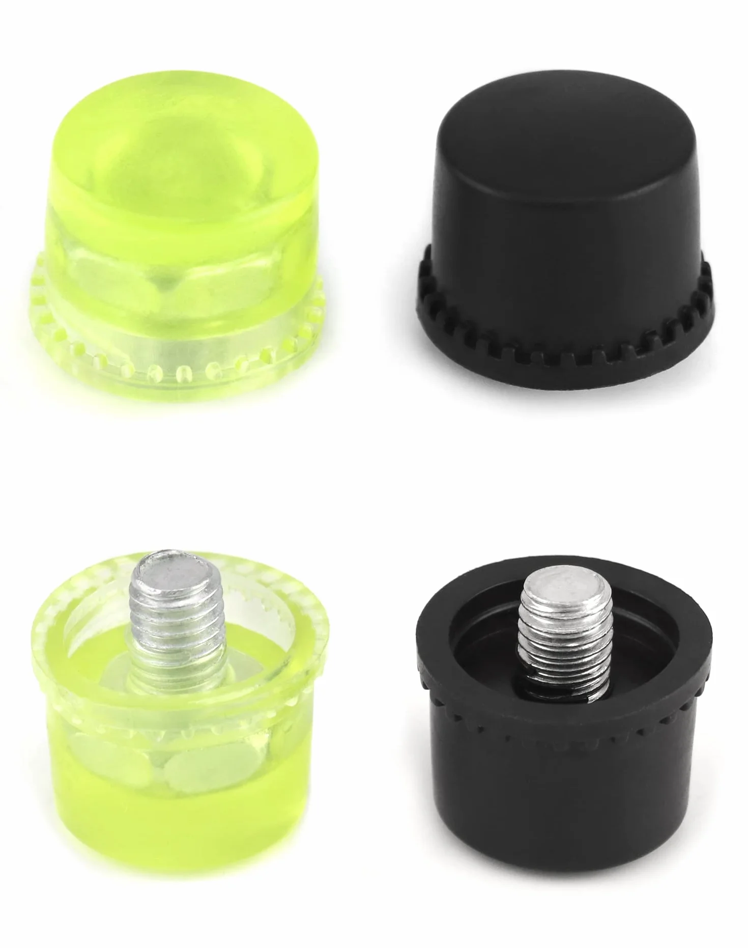 QWORK Młotek gumowy, młotek dwugłowy 25 mm z 2 wymiennymi głowicami młotka z antypoślizgową gumową rączką do drewna, plastiku, skóry, biżuterii, rękodzieła