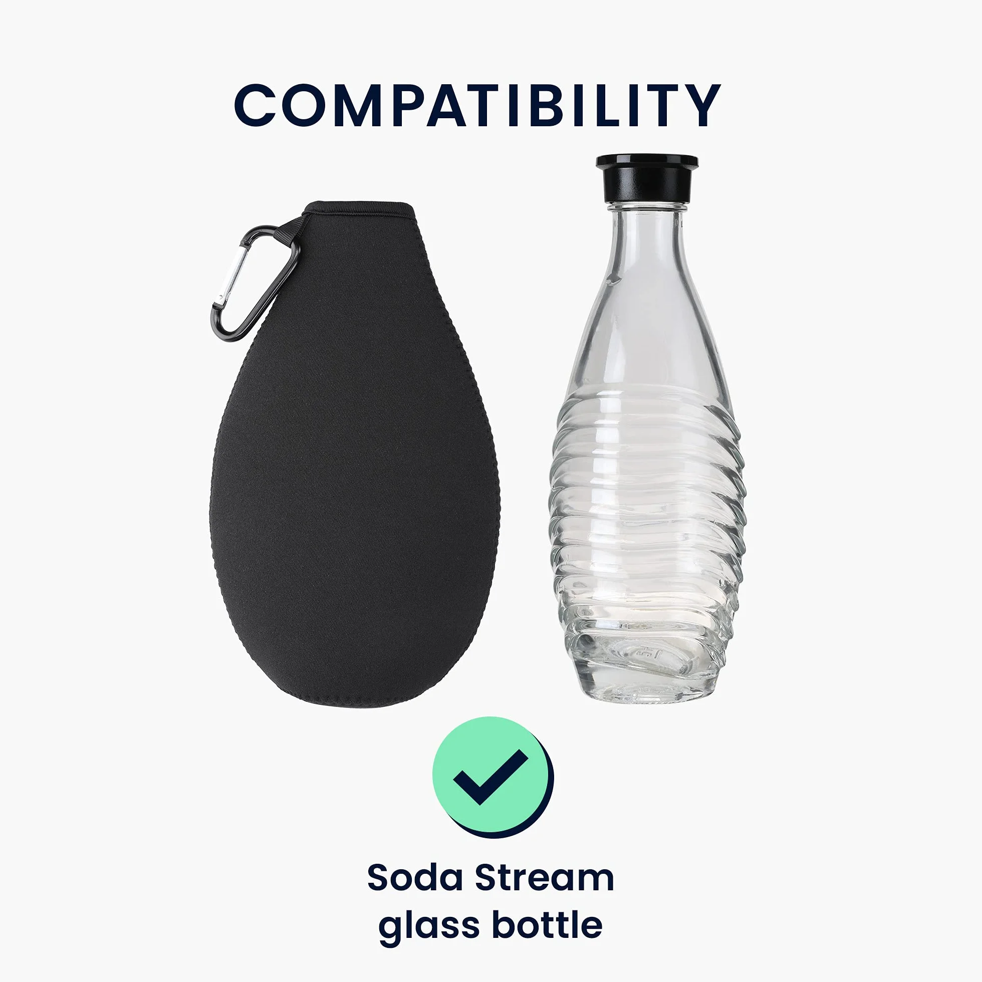 kwmobile Neoprenowy pokrowiec kompatybilny z butelką SodaStream - osłona chłodząca z zamkiem błyskawicznym do szklanej butelki - zestaw 2 sztuk, czarny/czerwony