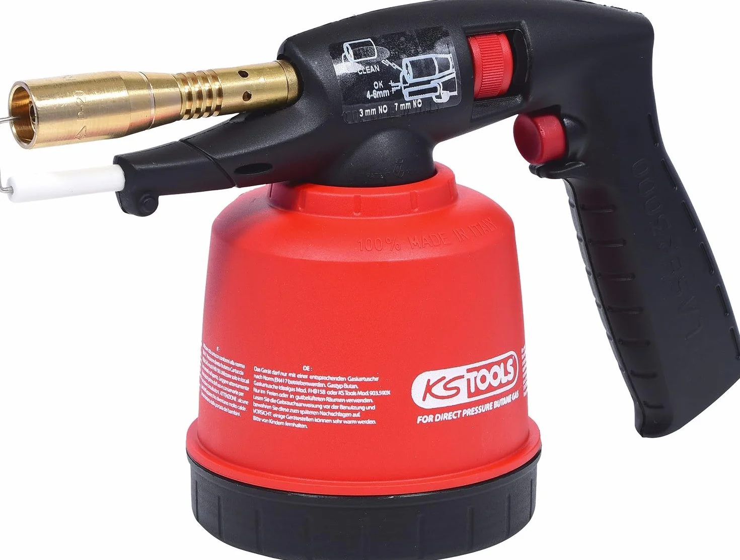 KS Tools 903.5902 Uniwersalne urzadzenie spawalniczez kartuszami z zaplonem piezo, czerwony