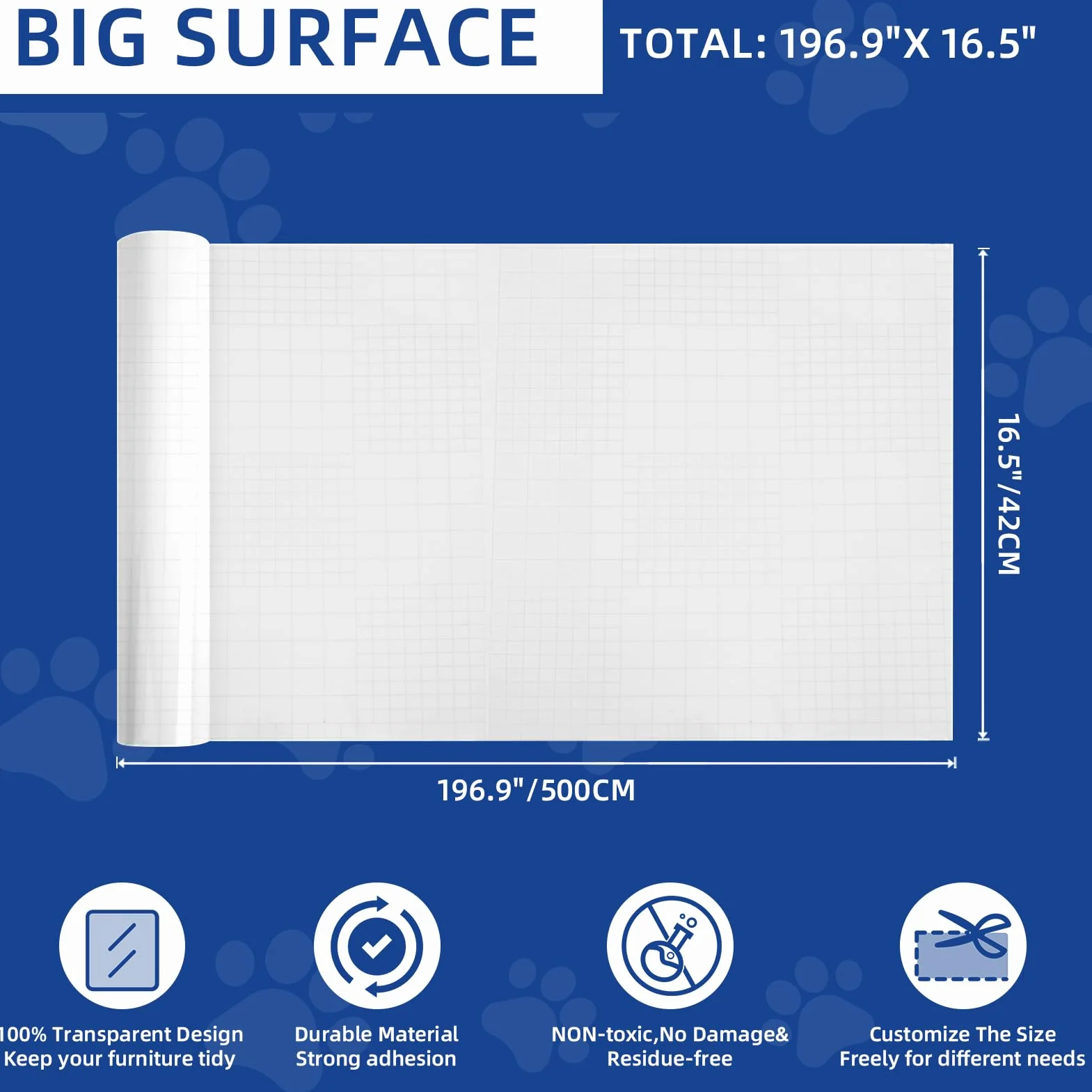 Ochraniacze na sofę przed zwierzętami z tworzywa sztucznego (5 m x 42 cm): TOOSOFt duża naklejka ochronna na meble przeciw zadrapaniom dla kota - przezroczysta samoprzylepna taśma zatrzymująca psa do