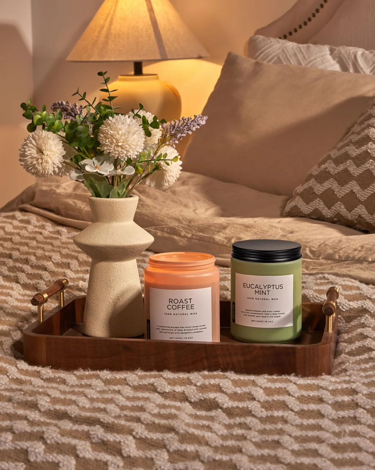 M&SENSE ŚWIECA ZAPACHOWA - Intensywna Kawa | 2 Knoty | Naturalny Wosk Sojowy 550g | 110h Palenia | Prezent do Domu