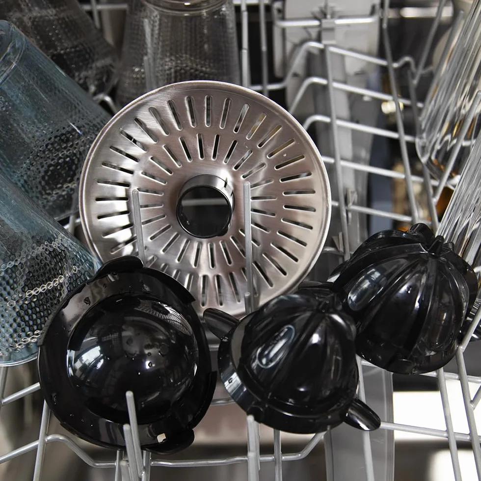 Cecotec Sokowirówka elektryczna EssentialVita Hyden 600. 600 W, Filtr ze stali nierdzewnej, 2 zdejmowane stożki, dźwignia dociskowa, System zapobiegający kapaniu, Nadaje się do zmywarki