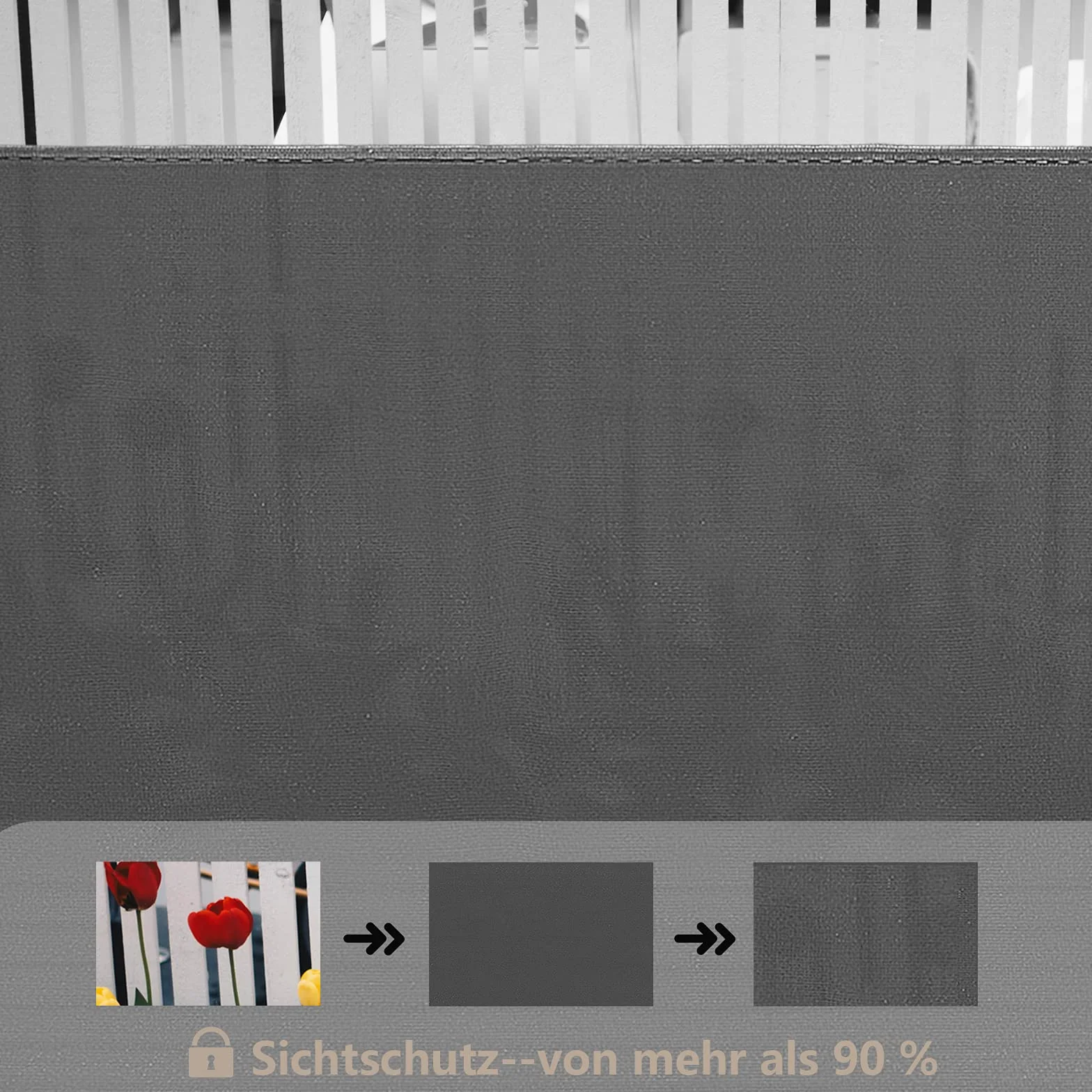 WOLTU Siatka zacieniająca 1,5 x 6 m, osłona ogrodzenia ogrodowego 180 g/m² HDPE, z oczkami i opaskami, odporna na warunki atmosferyczne, do użytku na zewnątrz, na balkon i ogród, antracyt