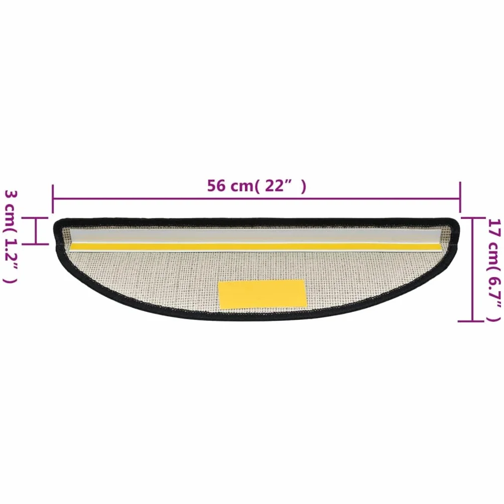 vidaXL Maty na schody 15 szt. 56x17x3 cm Antracyt Półokrągłe