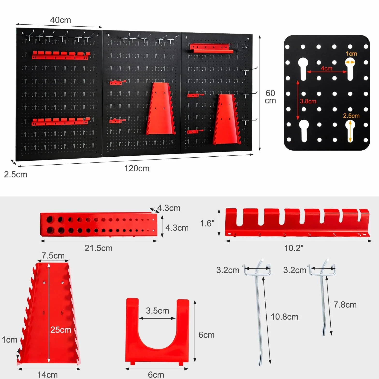 COSTWAY Ścianka narzędziowa zawiera 28 części, 120 x 60 cm, 3 płyty perforowane, idealne do garażu i warsztatu