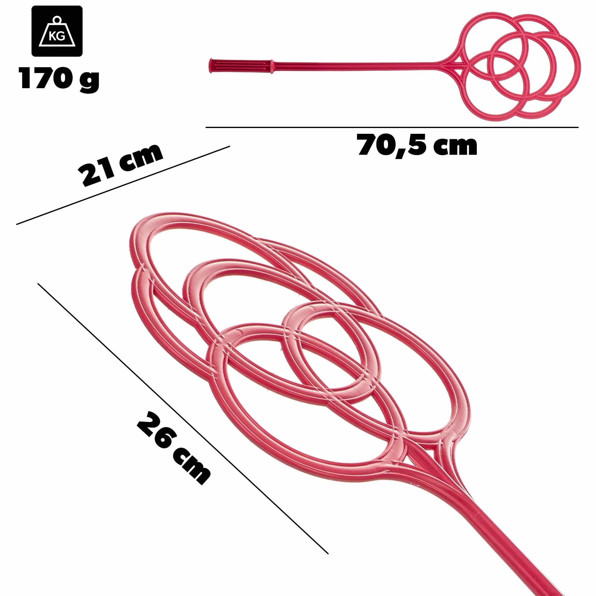 KADAX Tłuczek do dywanów z tworzywa sztucznego, 70,5 x 21 cm, narzędzie do czyszczenia kurzu i brudu z dywanów i dywanów, środek do czyszczenia dywanów (czerwony)