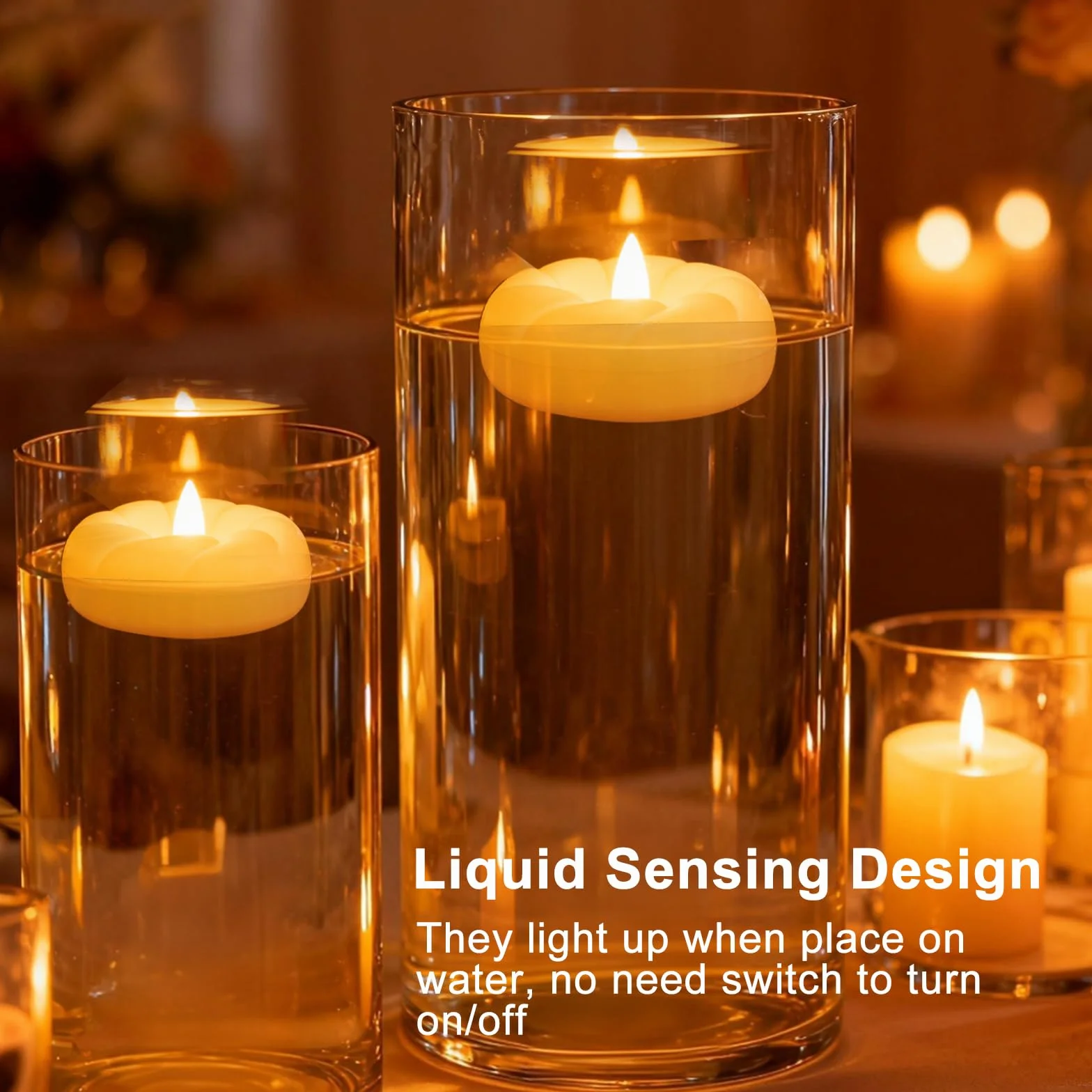 HENGBIRD 6 Sztuk Pływających Świec LED Typu Tealight, 5,5 cm, Wodoszczelne, Zasilane Bateriami, Bezpłomieniowe, w Kształcie Kwiatu do Romantycznego Centrum Weselnego, Łazienki, Basenu