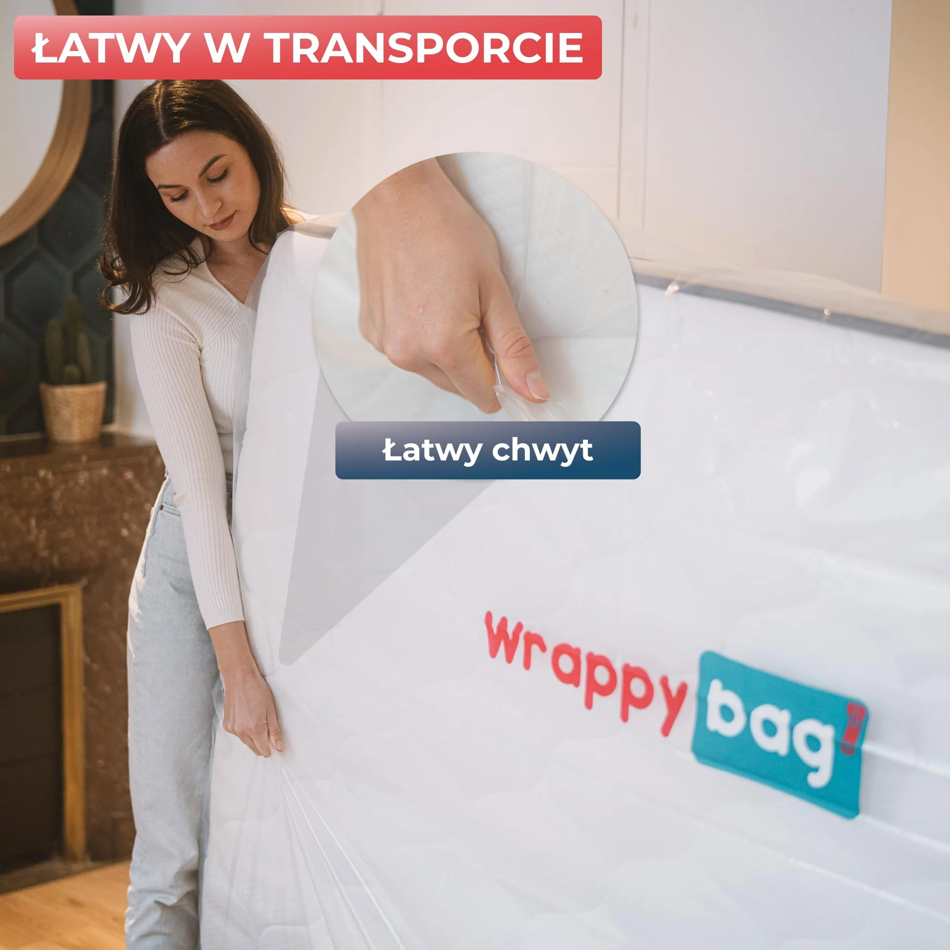 WRAPPYBAG – Plastikowy pokrowiec ochronny na materac – Wodoodporna i odporna na rozdarcie torba do przechowywania – do przenoszenia, przechowywania i transportu (160x200cm)