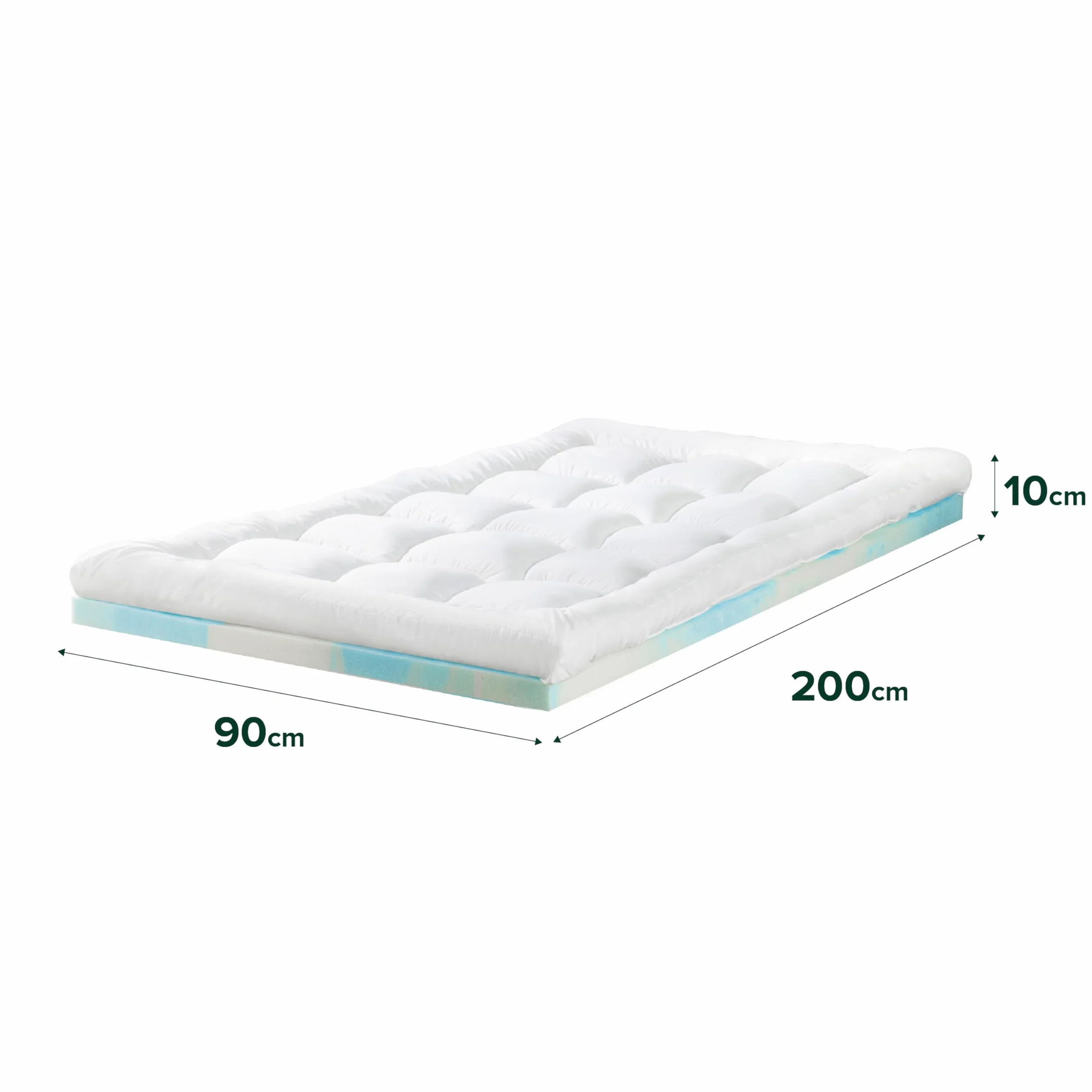 Zinus Mattress Topper, poliester, biały, 200 x 90 cm