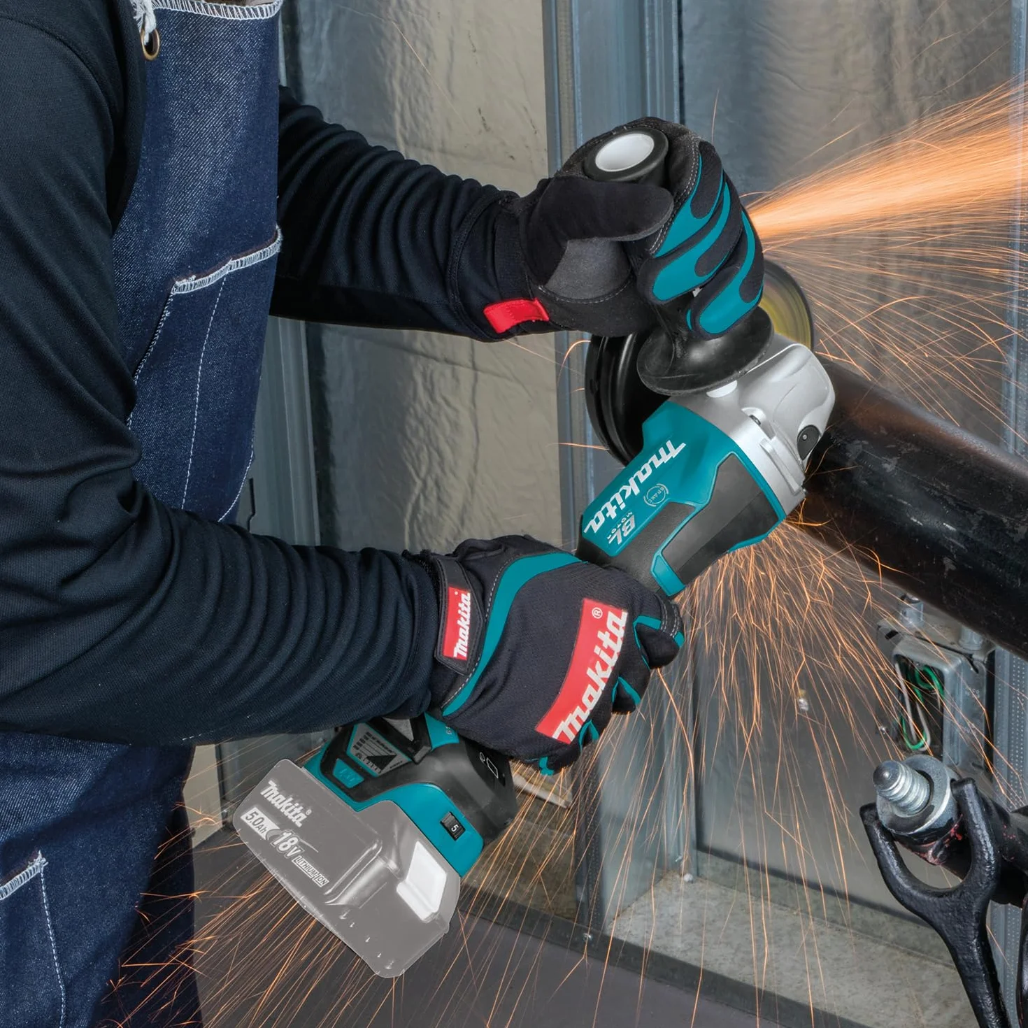 Makita Akumulatorowa Szlifierka Kątowa, Niebieski/Czarny, 125 mm