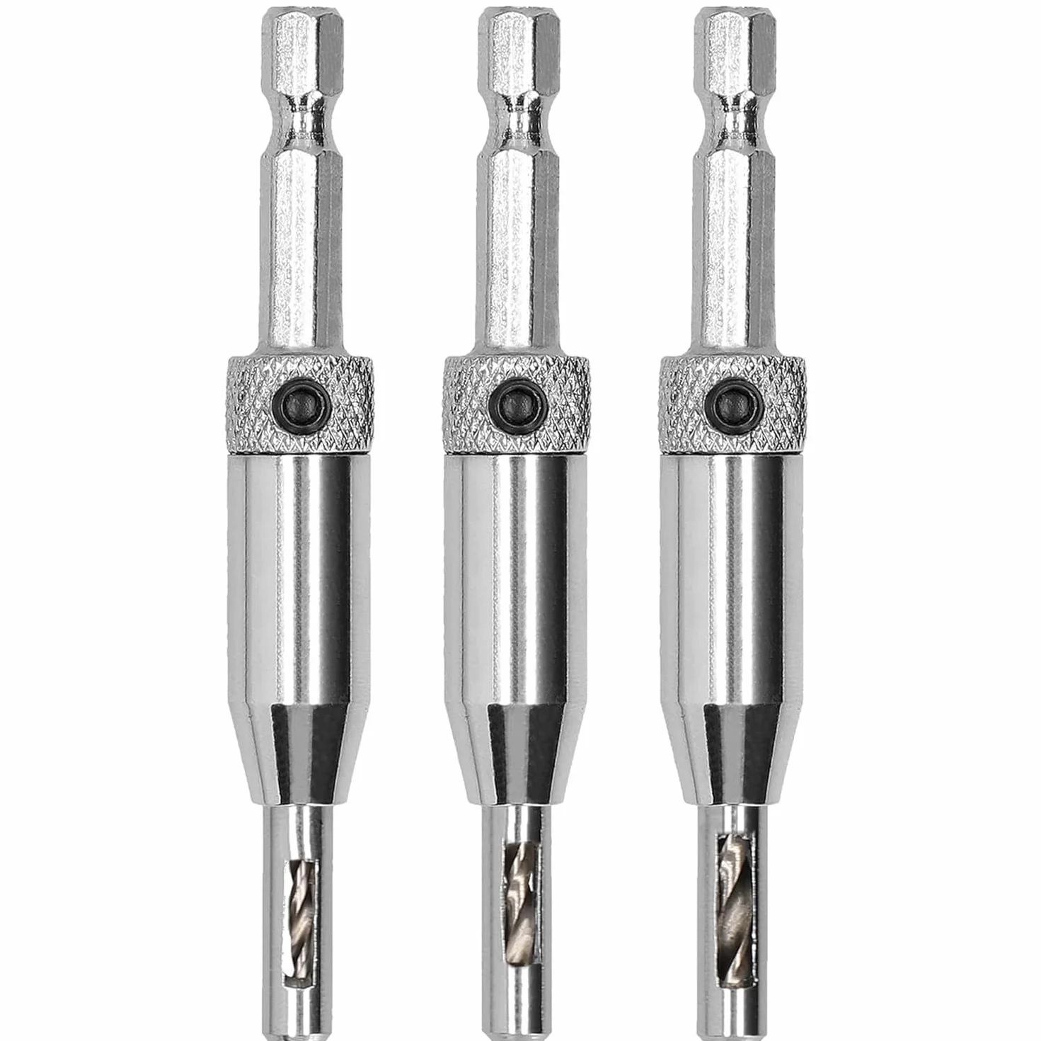 KOTARBAU® Zestaw 3 wierteł do zawiasów samocentrujących HSS stal zestaw 3-częściowy Ø 2 mm / Ø 2,8 mm / Ø 3,6 mm wiertło centrujące drewno 1/4 cala zestaw wierteł sześciokątnych
