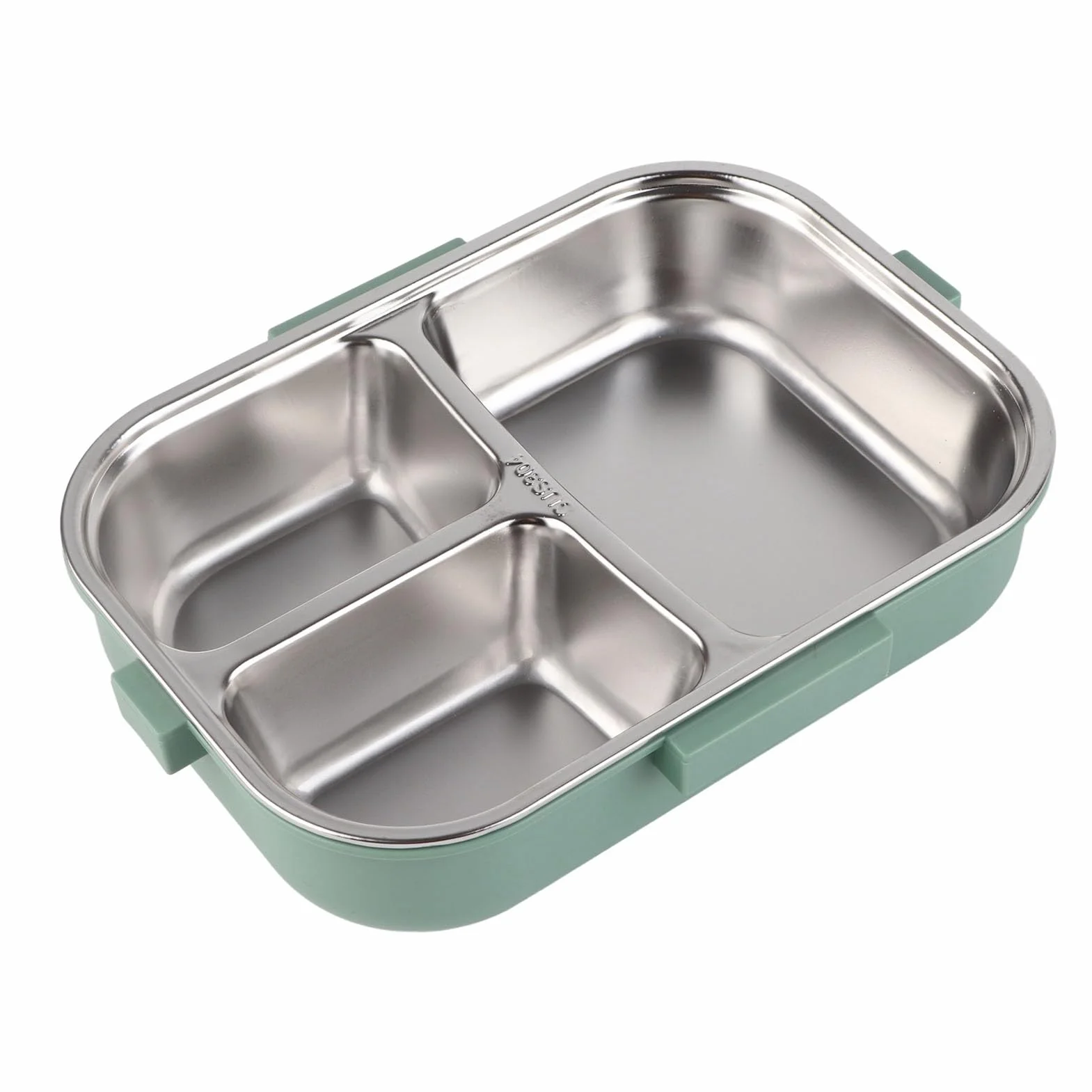 Ejoyous Pojemnik termiczny 1100 ml, termoizolowany pojemnik na lunch ze stali nierdzewnej, dwuwarstwowe, 3 przegródki, odporne pudełko z miską na zupę, zielony