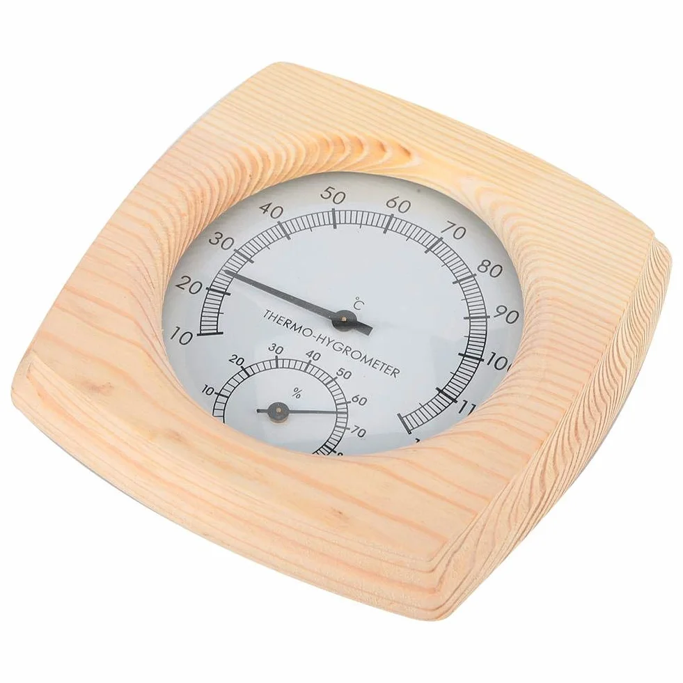 Fdit Drewniana sauna higrotermograf termometr higrometr Sauna pokój z drewna jodłowego Dial miernik temperatury wilgotności Monitor wewnętrzny