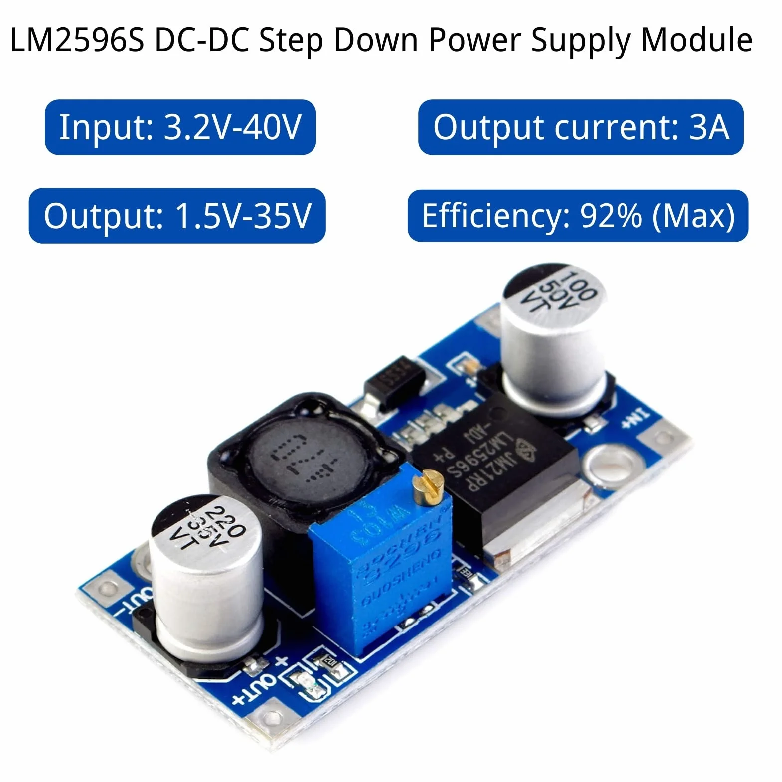 DC-DC Buck Converter 3,5-40 V do 1,25-35 V 3 A Step Down przetwornica napięcia, wysoka wydajność, moduł zasilania (5 sztuk)