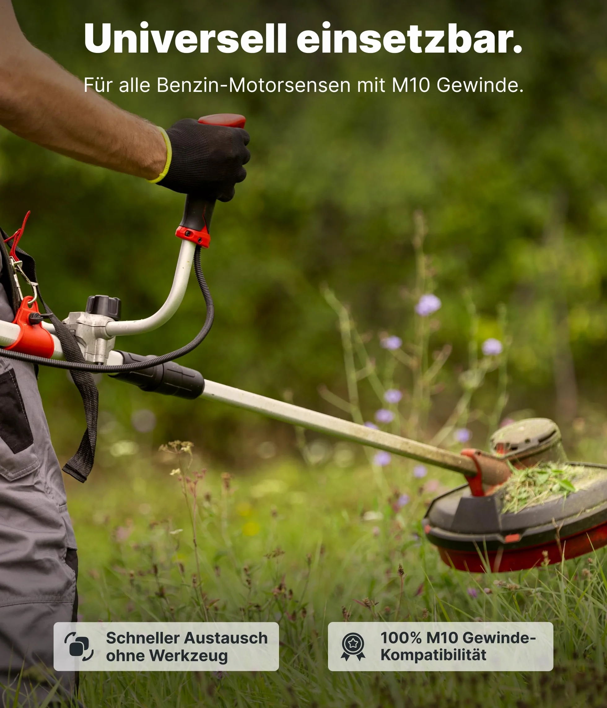 NEMAXX® FS1 Tap & Go głowica żyłkowa (głowica do podkaszarki) – system półautomatyczny podwójna żyłka – do kosy spalinowej – M10x1,25 lewy gwint – 2mm – średnica cięcia 380mm – Pomarańczowa (1 sztuka)