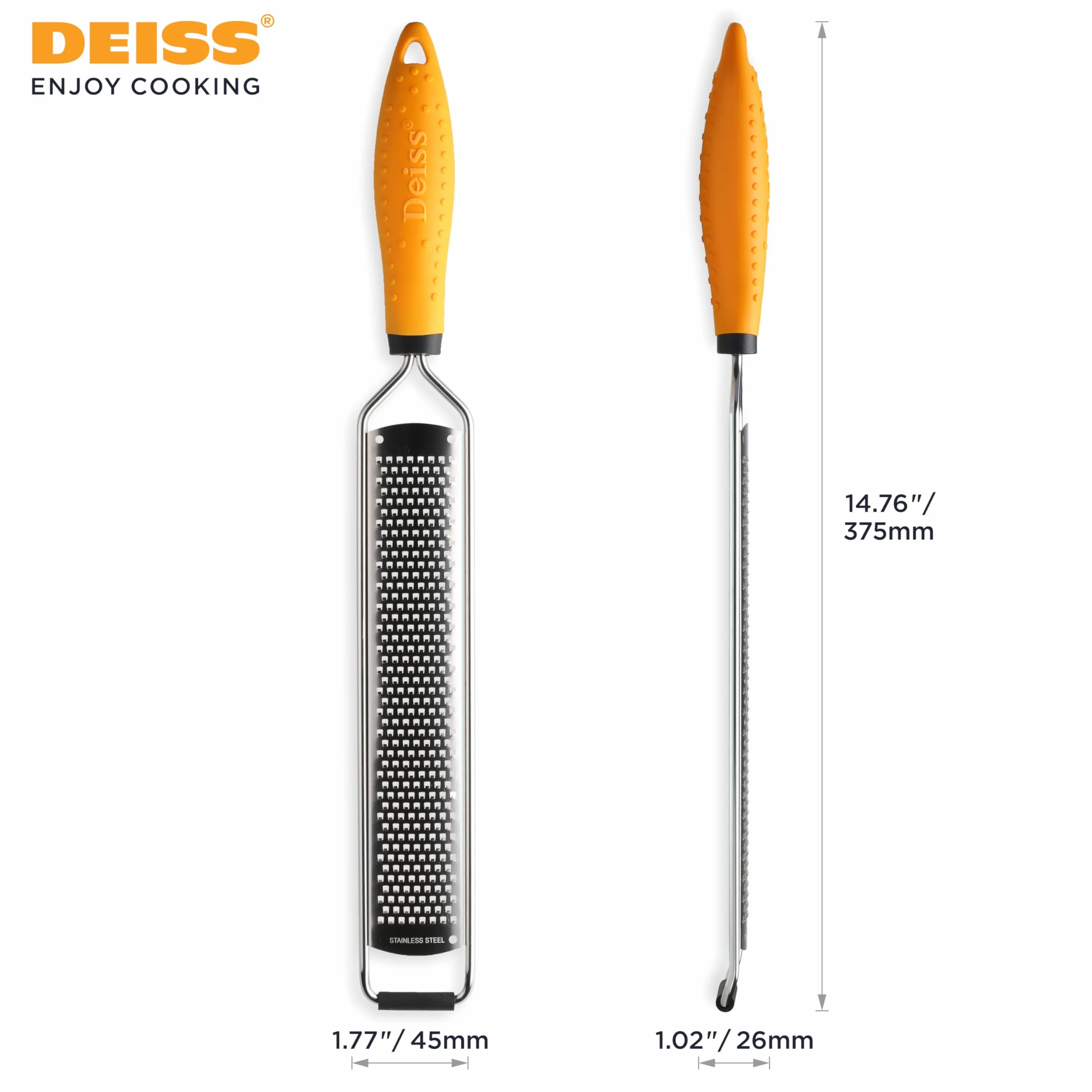 Deiss PRO Citrus Zester Tarka do sera ze stali nierdzewnej, przystosowana do mycia w zmywarce (Pomarańczowy)