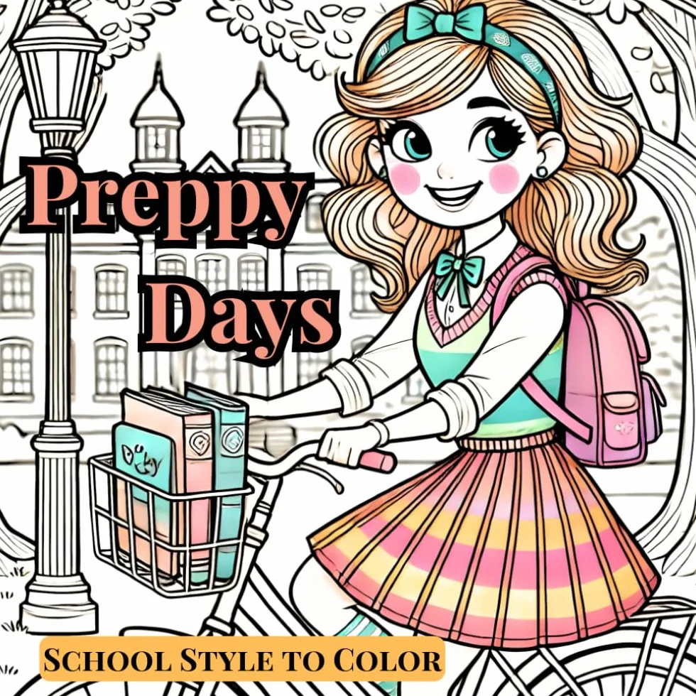 Preppy Days: School Style to Color: cozy and stylish preppy coloring book