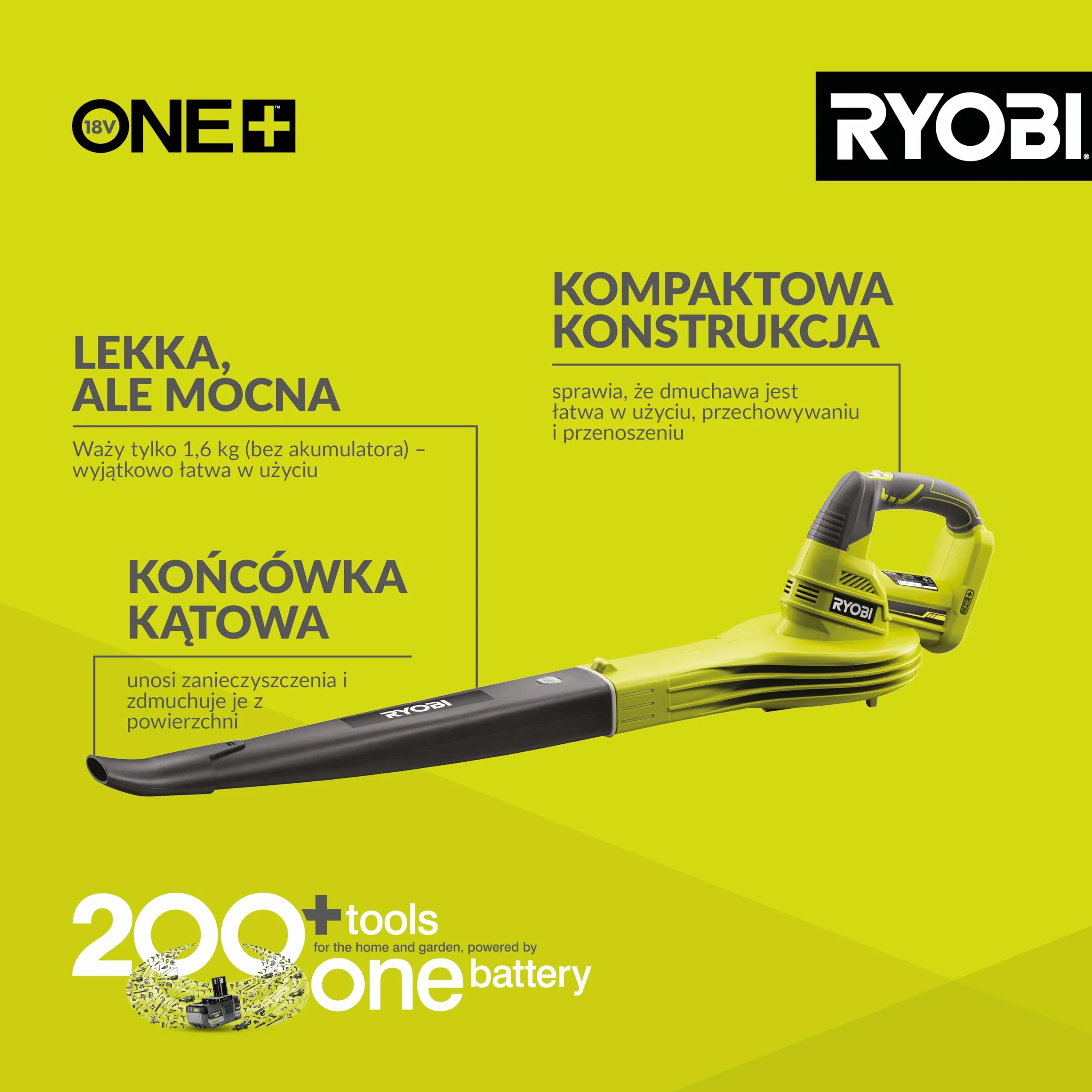 Ryobi Dmuchawa 18 V, OBL1820S, Wersja bez Akumulatora i Ładowarki