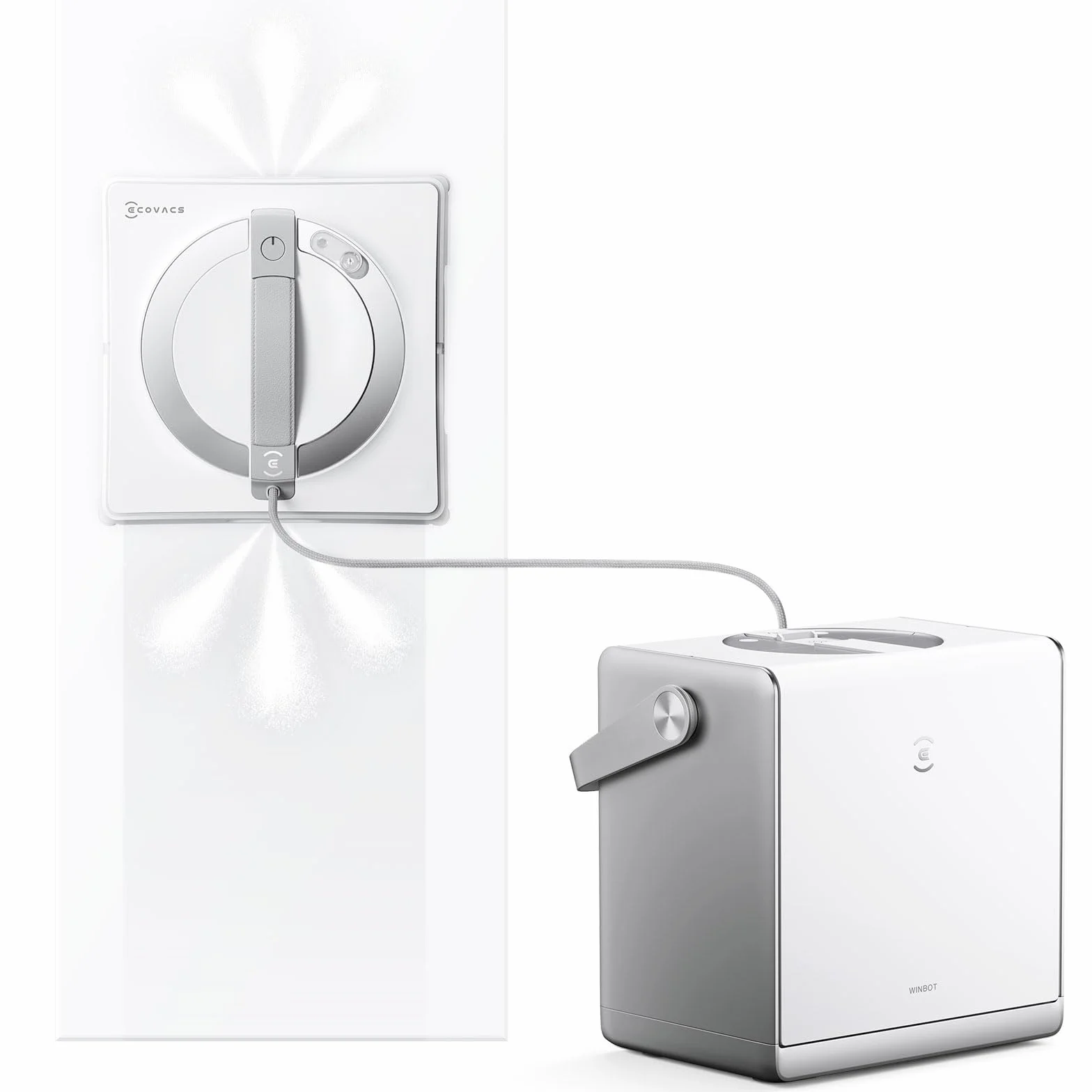 ECOVACS WINBOT W2S Omni robot do mycia okien ze stacją wielofunkcyjną, inteligentne czyszczenie typu "Bis-to-to-den-edge", ładowanie podczas pracy, trzy dysze wodne, 12-stopniowa ochrona