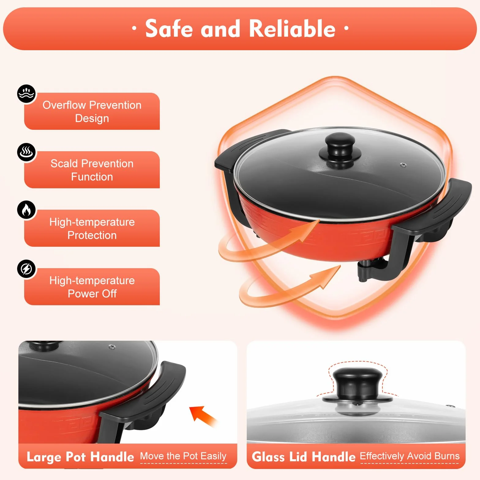 Elektryczny Garnek Hot Pot Twin 1300 W, 6 l, Yin Yang Hotpot, 2 Strony, Patelnia do Gotowania Stewpan, Płyta Kuchenna, Nieprzywierający