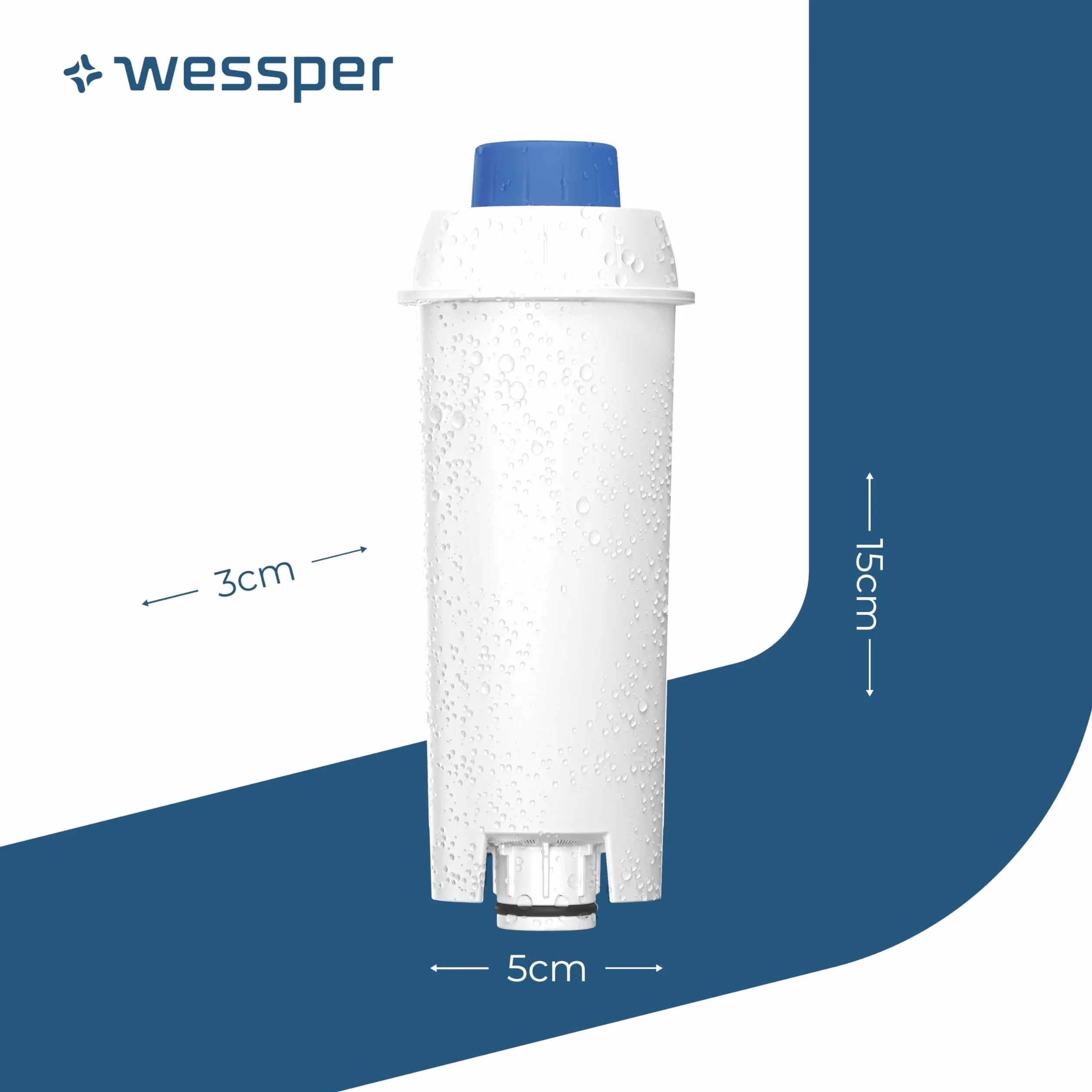 Wessper Wkłady filtrujące do ekspresów do kawy DeLonghi DLSC002 SER3017 ECAM ESAM ETAM SECAM Series S, 2 sztuki