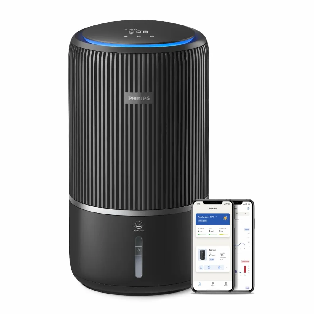 Philips Oczyszczacz i nawilżacz powietrza 2 w 1 z serii 3400, HEPA NanoProtect + filtr z aktywnym węglem, higieniczne nawilżanie 650 ml/h, CADR 300 m³/h dla 78 m² (AC3421/13)