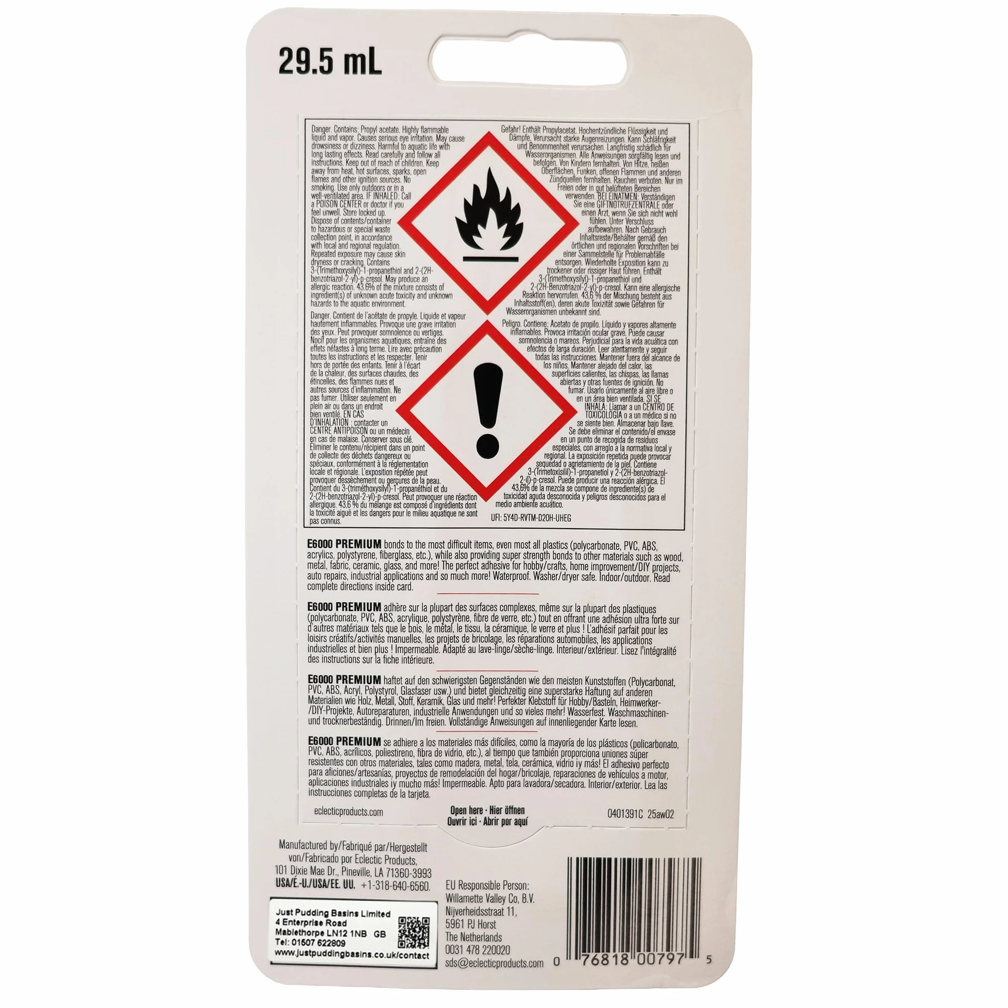 E6000 Przezroczysty klej przemysłowy, tubka 29,5 ml, wodoodporny uniwersalny klej do napraw rękodzielniczych – przykleja się do drewna, metalu, tworzywa sztucznego, tkaniny, szkła i ceramiki