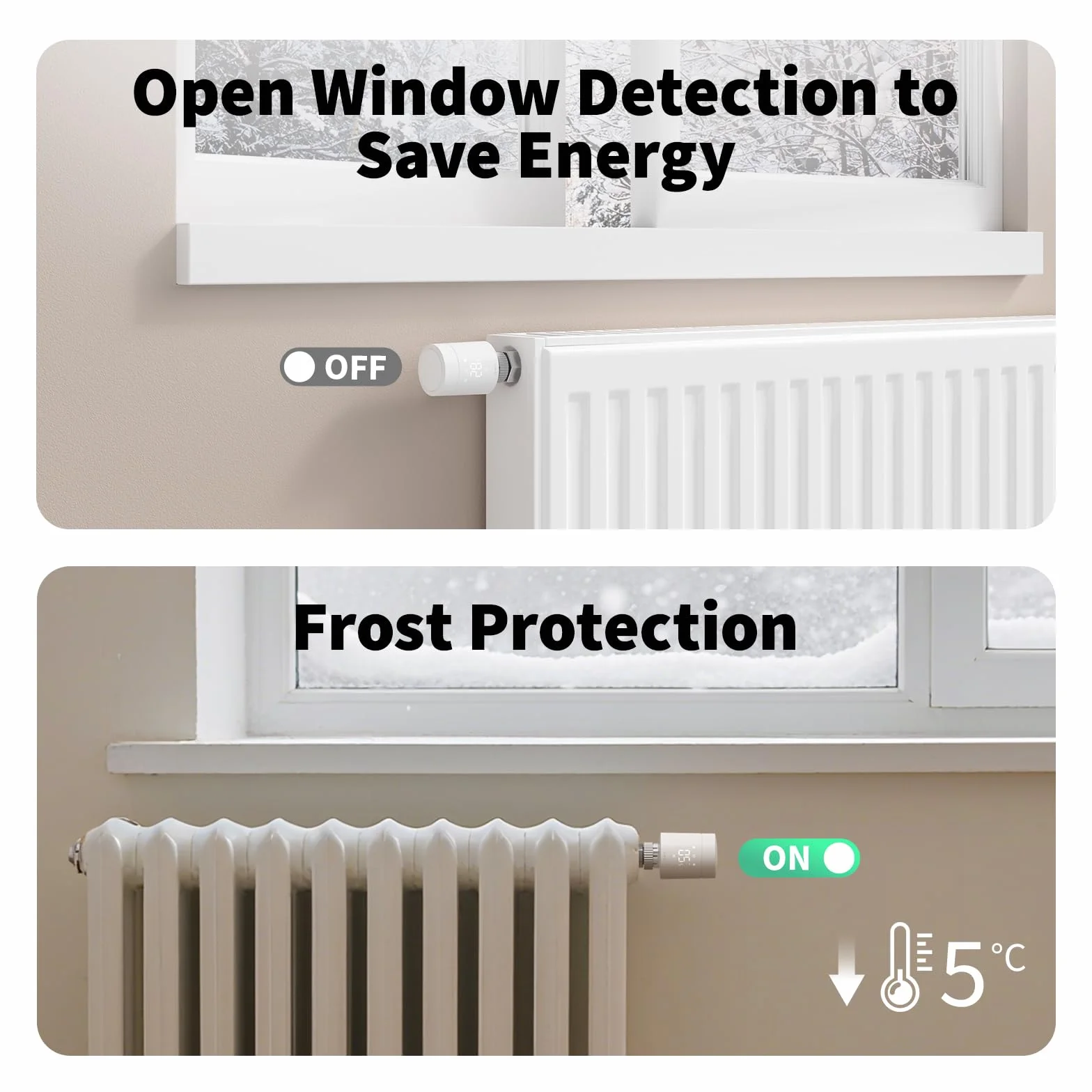 Aqara W600 Inteligentny Termostat Grzejnikowy, Zigbee/Thread, z Oszczędz. Energii, Harmonogramem, Geofencingiem i Długą Żywotnością Baterii. Zgodny z Apple Home, Home Assistant, Alexa, Google Home