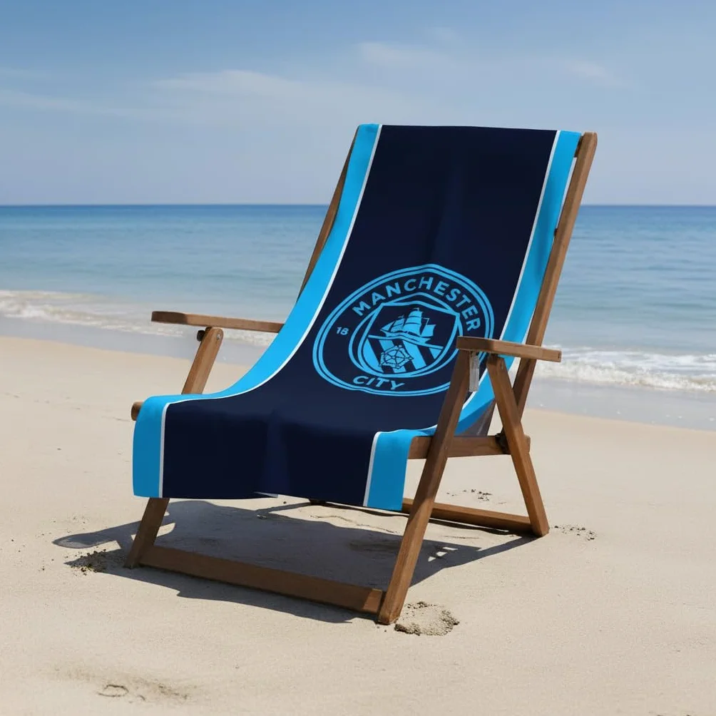 MANCHESTER CITY Ręcznik FC | Super miękki w dotyku, wzór klubu piłkarskiego | idealny do domu, wanny, plaży i basenu, jeden rozmiar 75 cm x 150 cm | 100% bawełna