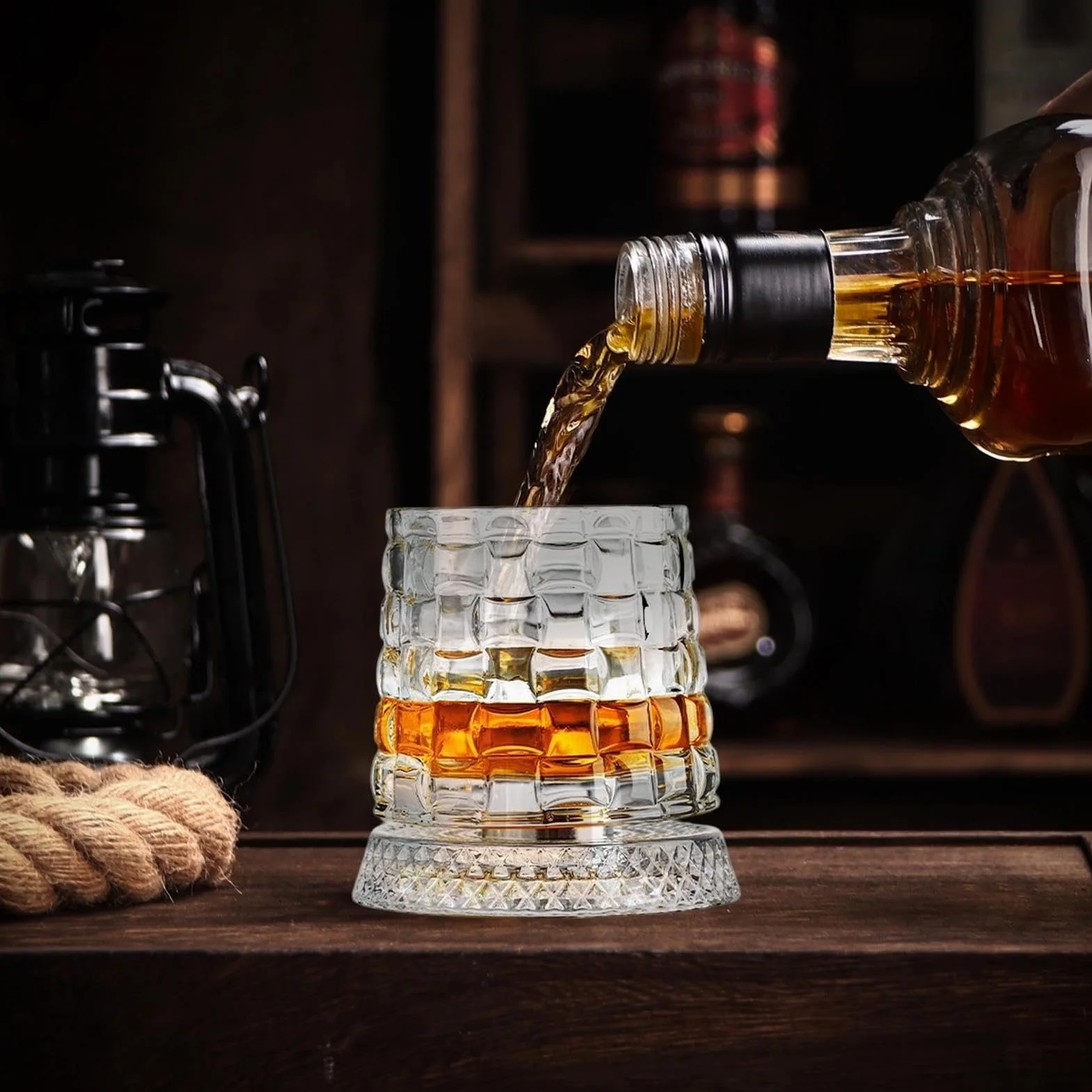 Kryształowa Szklanka Do Whisky Obrotowa 360 Stopni Starożytne Naczynie Degustacyjne