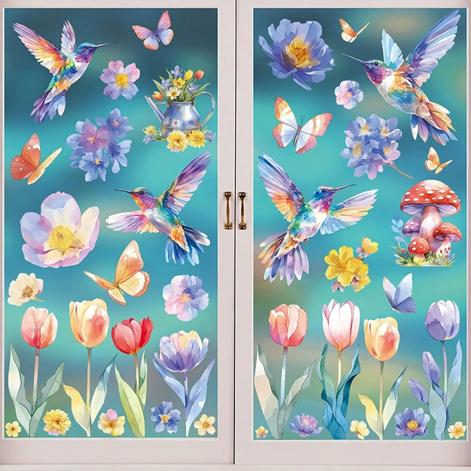Wiosna 9 szt. Naklejki na okno Wiosna Okno Motyl Dekoracyjne Okna Motyl Drzewo Okna Naklejki Naklejki Naklejki Do Okna Lustro DIY