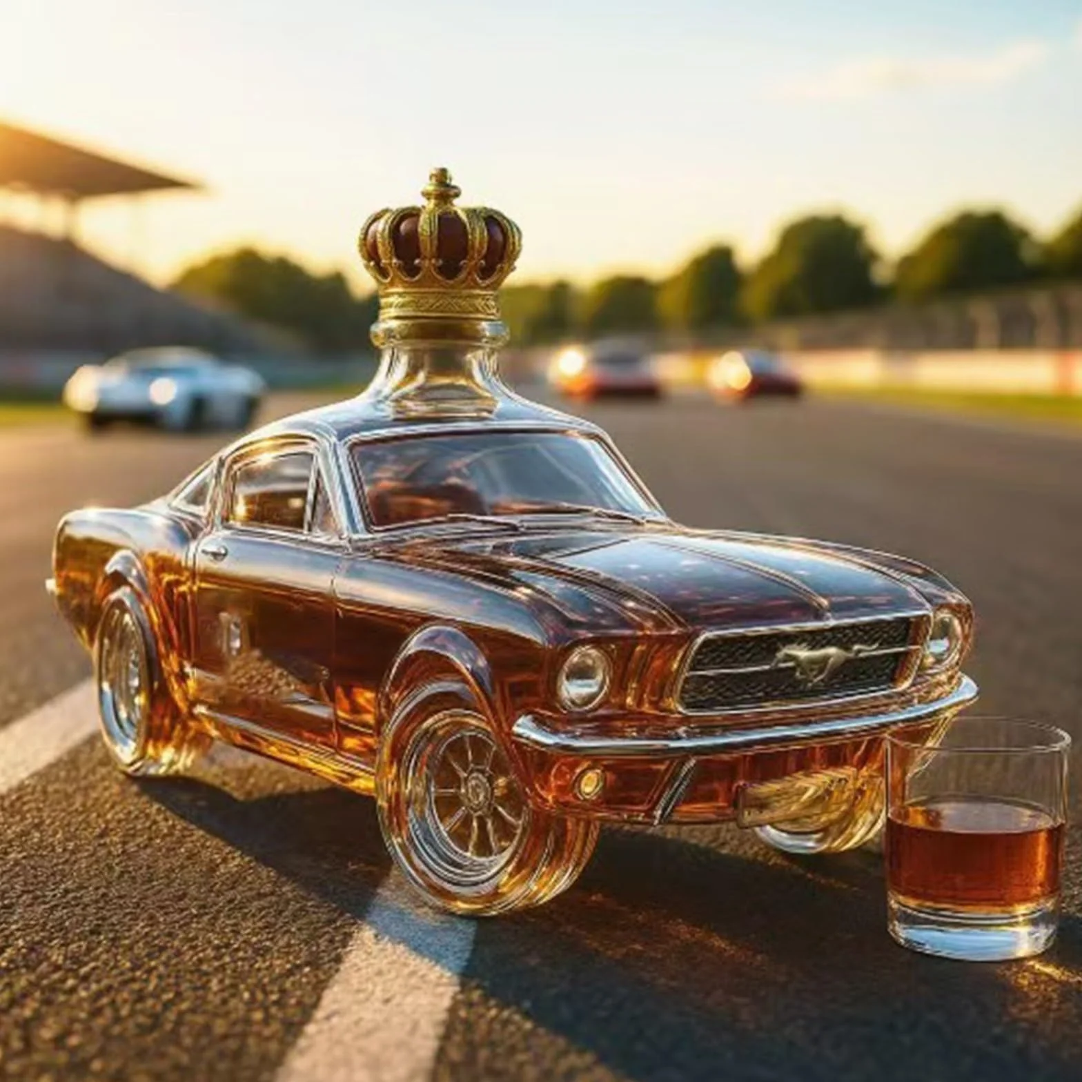 Karafka do whisky 300 ml szklana rzeźba statuetka do samochodu