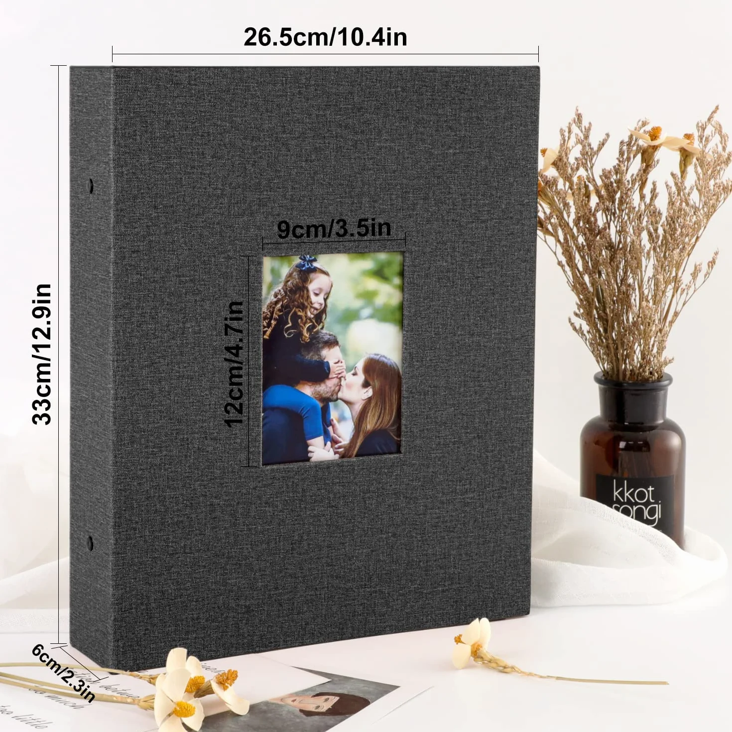 Lanpn Album fotograficzny na 1000 zdjęć w formacie 10x15, bardzo duży, XXL, lniany album do wkładania zdjęć w układzie pionowym, czarny