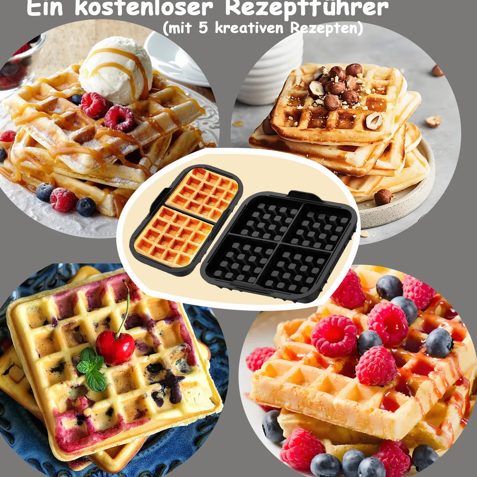 Silikonowa Forma do Gofrów Belgijskich do Frytkownicy Powietrznej Philips Air fryer Seria 3000 6L/3L, Kompatybilny z Tefal Airfryer 5.2L/3.1L