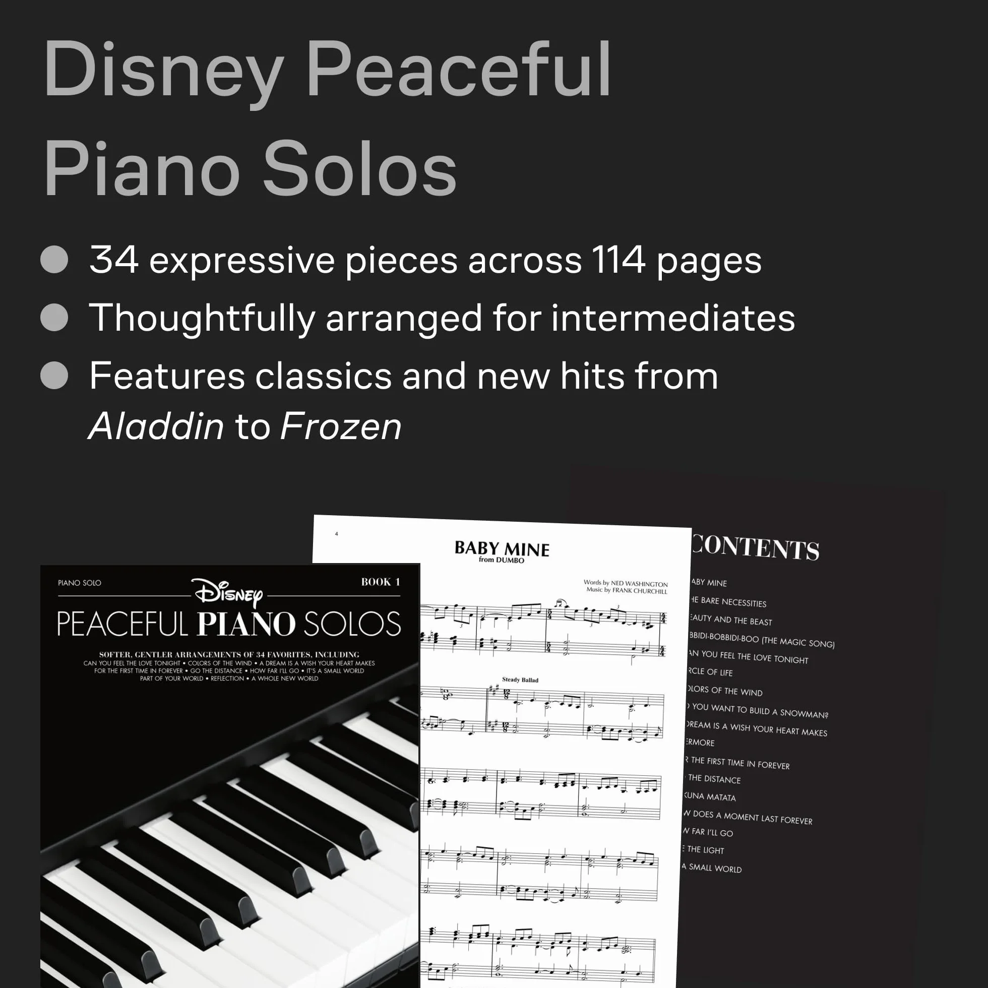 Disney Peaceful Piano Solos: Softer, Gentler Arrangements of 34 Favorites: Piano Solo
