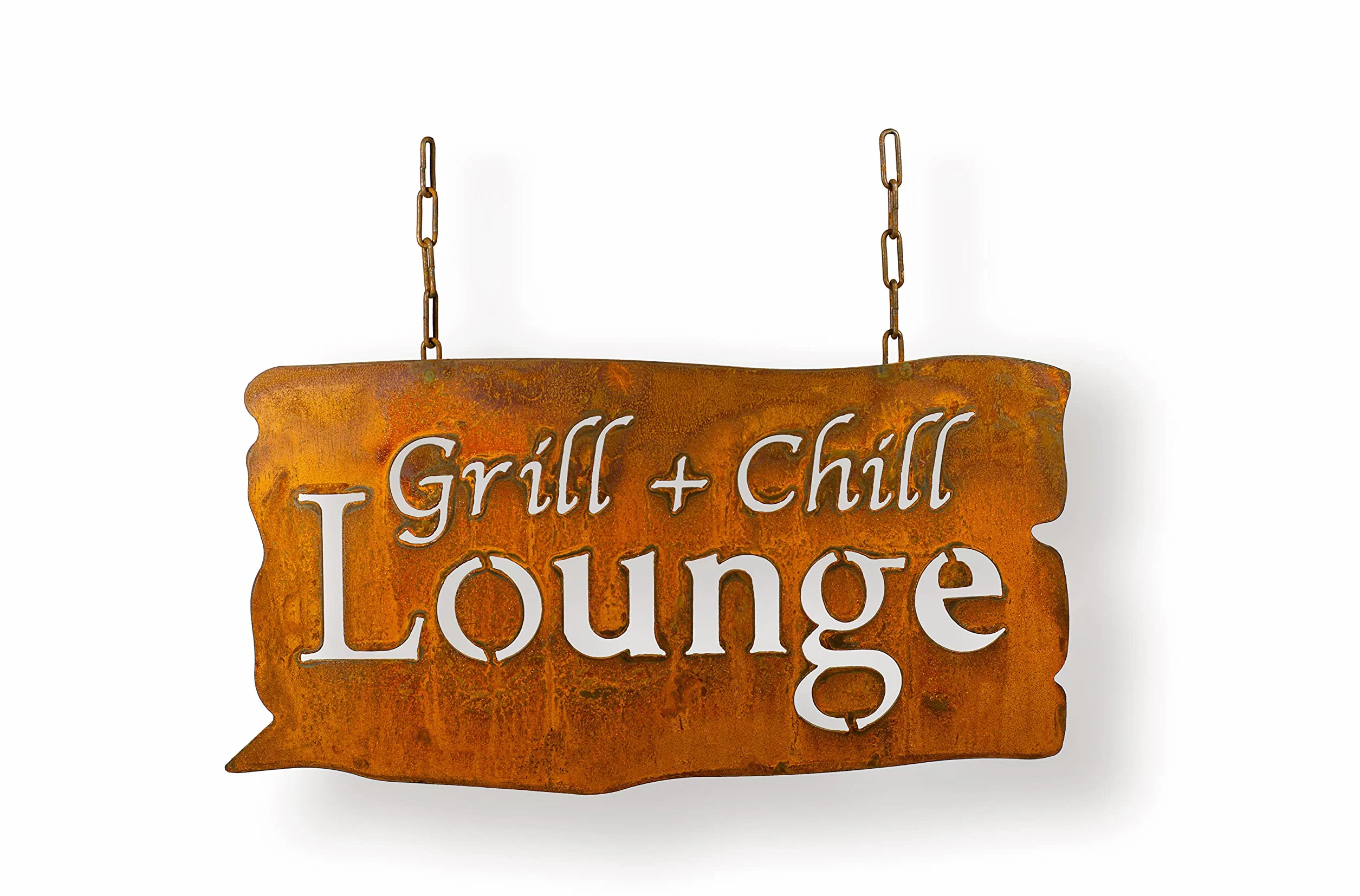 Duża odporna na warunki atmosferyczne tabliczka z patyną szlachetną Grill+Chill Lounge do zawieszenia