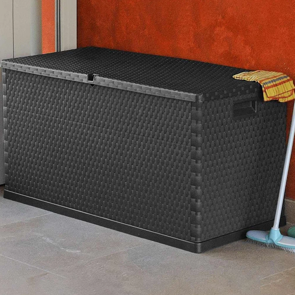 vidaXL Skrzynia ogrodowa, antracytowa, 120x56x63 cm, rattan PP