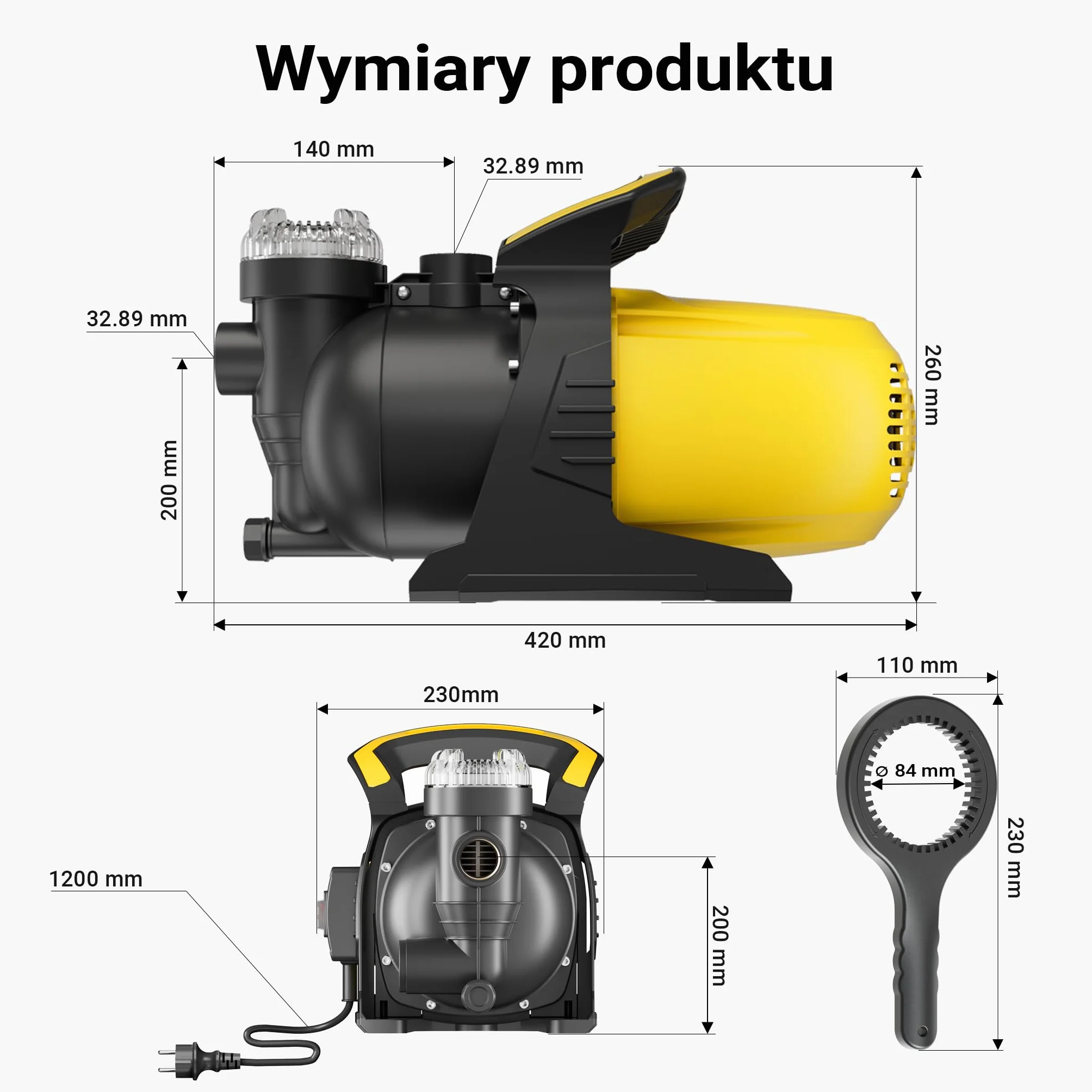 Wiltec Pompa ogrodowa 1200 W z filtrem wstępnym i obudową z tworzywa sztucznego, 3800 l/h, do nawadniania ogrodu i opróżniania basenu