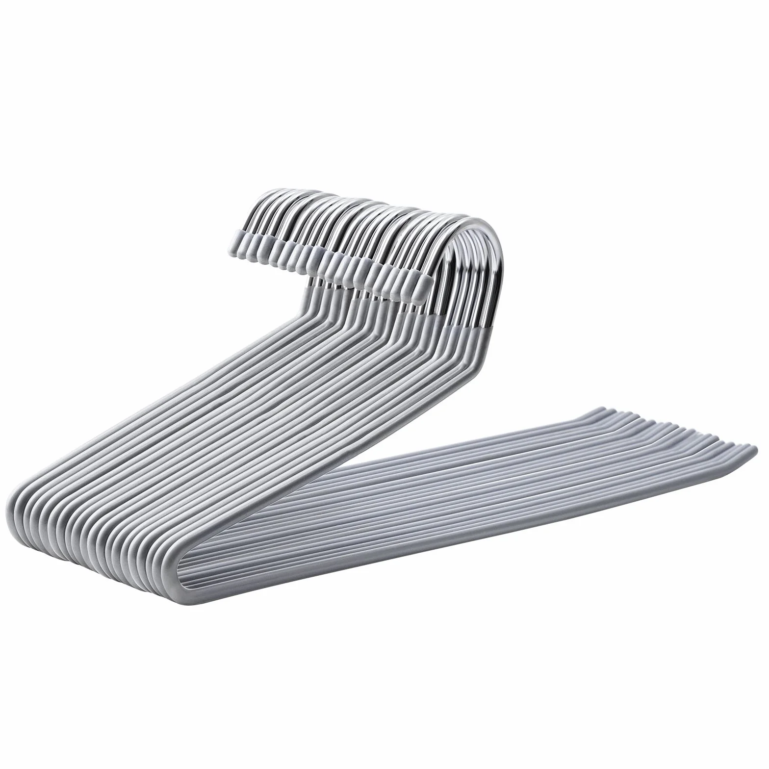 SONGMICS 20 wieszaków na spodnie z metalu, wieszak na ubrania z otwartym końcem i powłoką antypoślizgową, zajmuje mało miejsca, 38 cm szerokości, szary CRI04G-20
